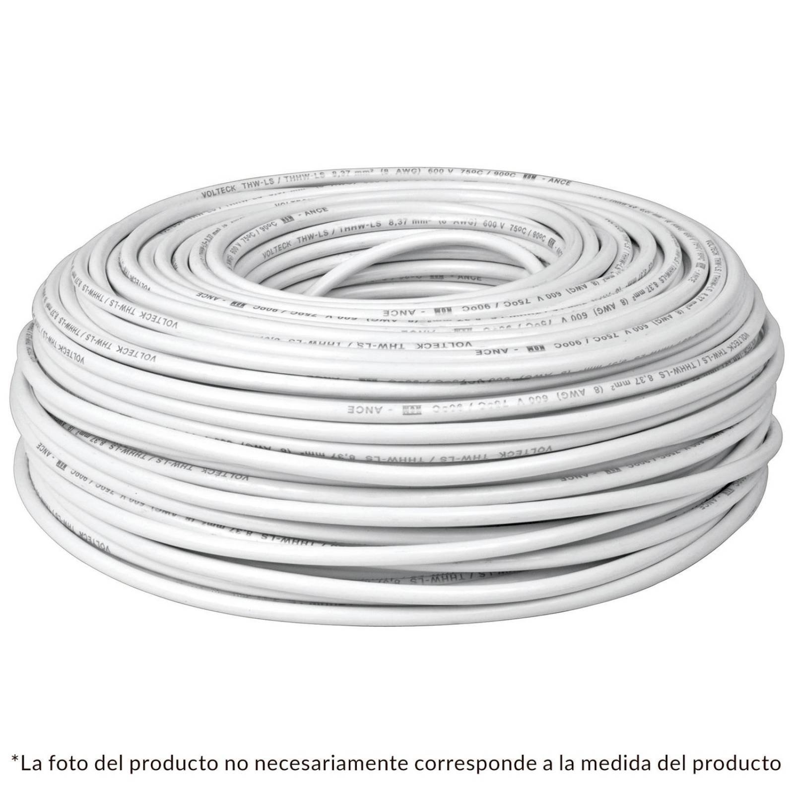 Cable THHW-LS, 10 AWG, color blanco rollo 100 m Volteck 