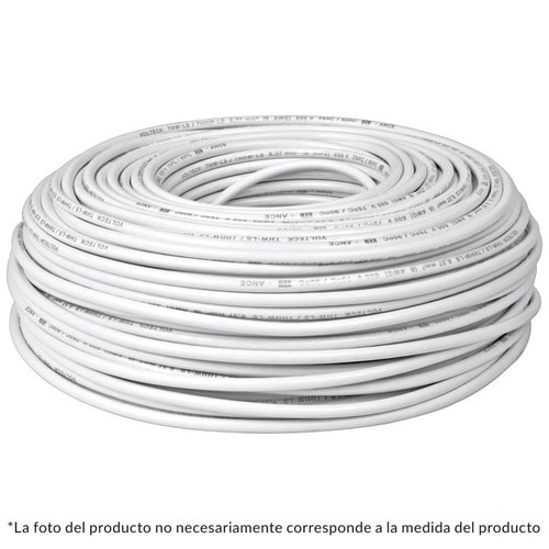 Cable THHW-LS, 10 AWG, color blanco rollo 100 m Volteck 