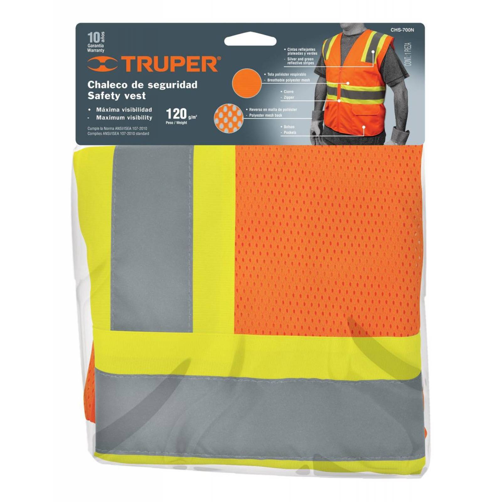 Chaleco Seguridad Con Cintas Reflejantes Y Bo Truper 