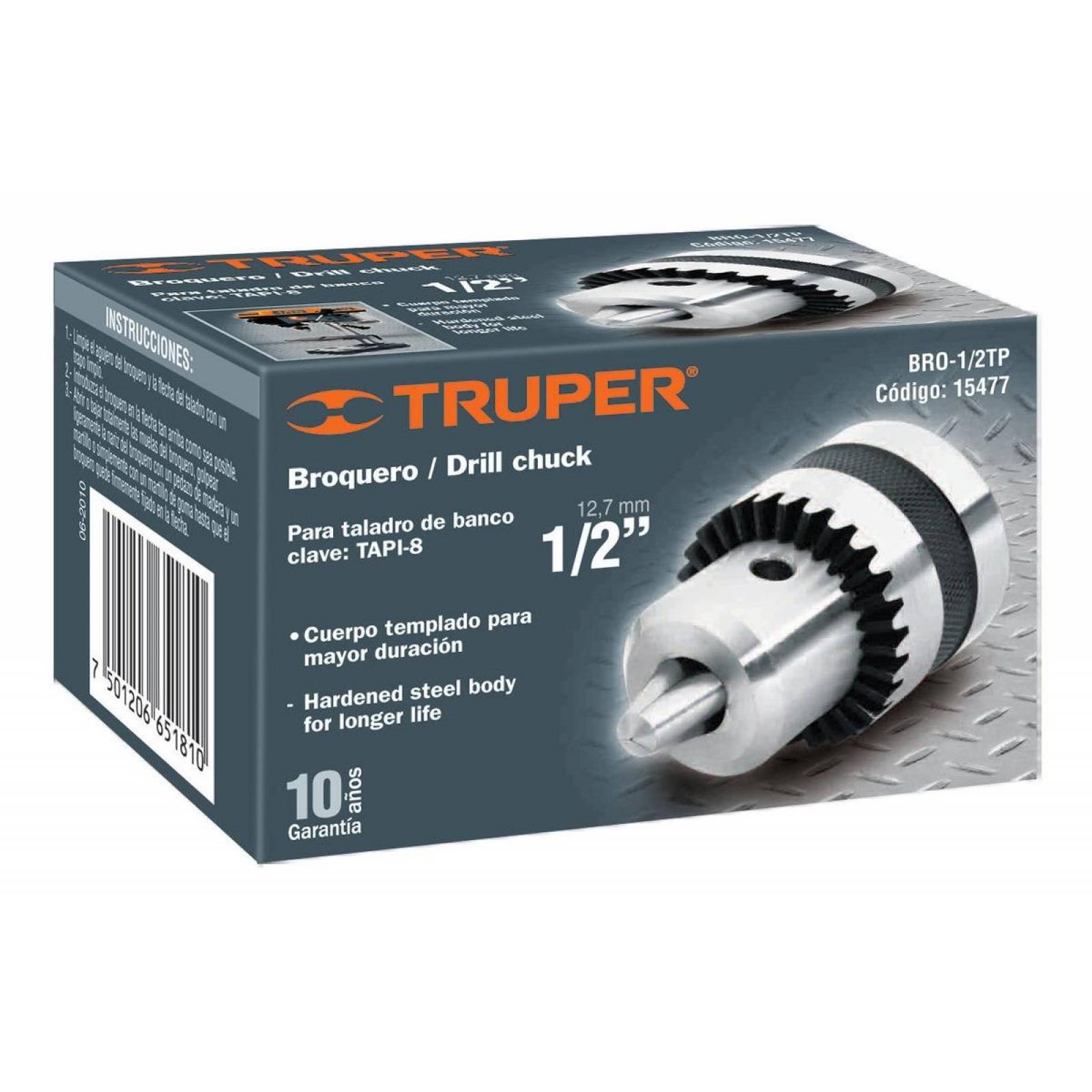 Broquero De 1/2' Para Taladro De Banco Tapi-8 Truper 