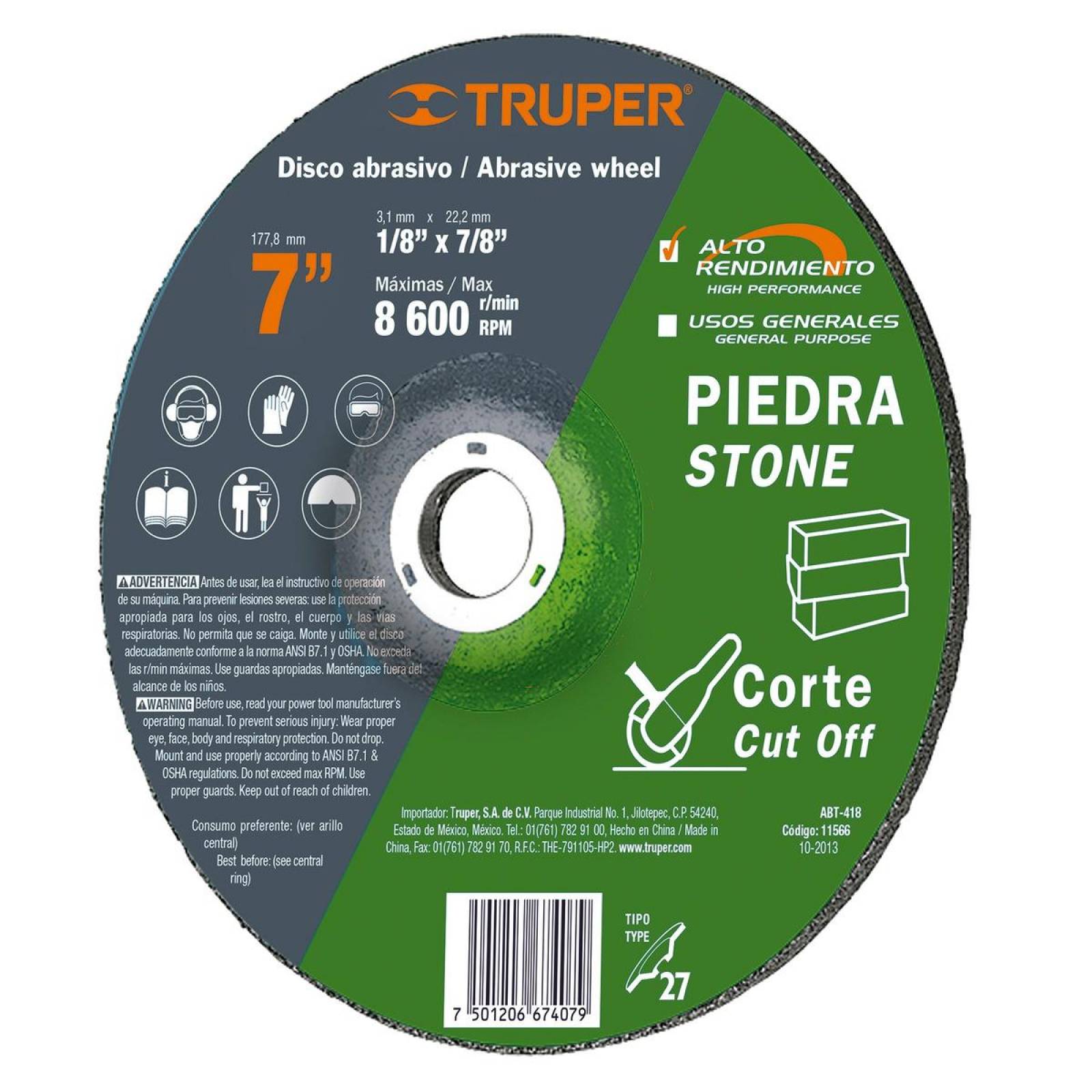 Disco Para Corte De Piedra Tipo 27 