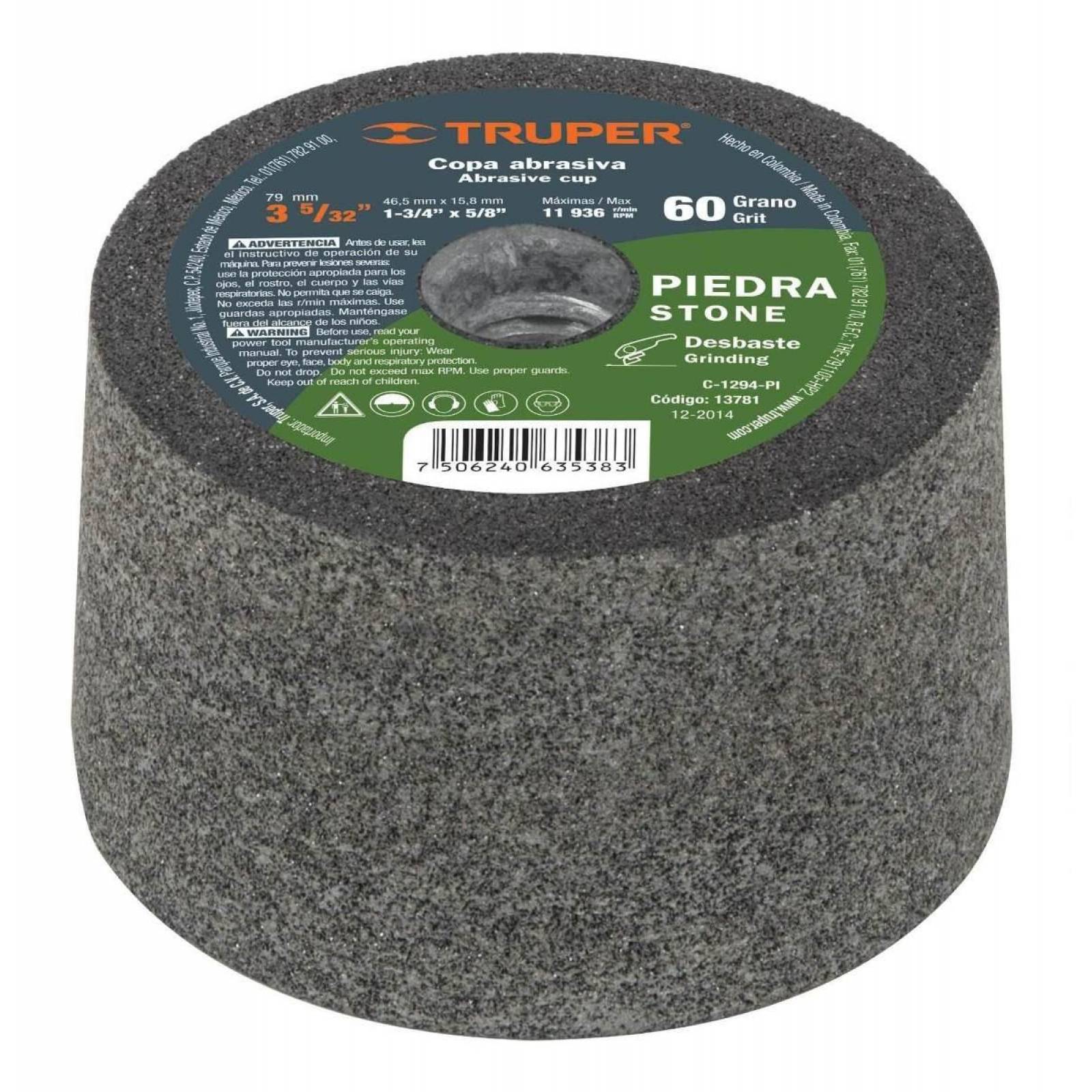 Copa Desbaste 3-5/32' Grano 36 Para Piedra Truper 