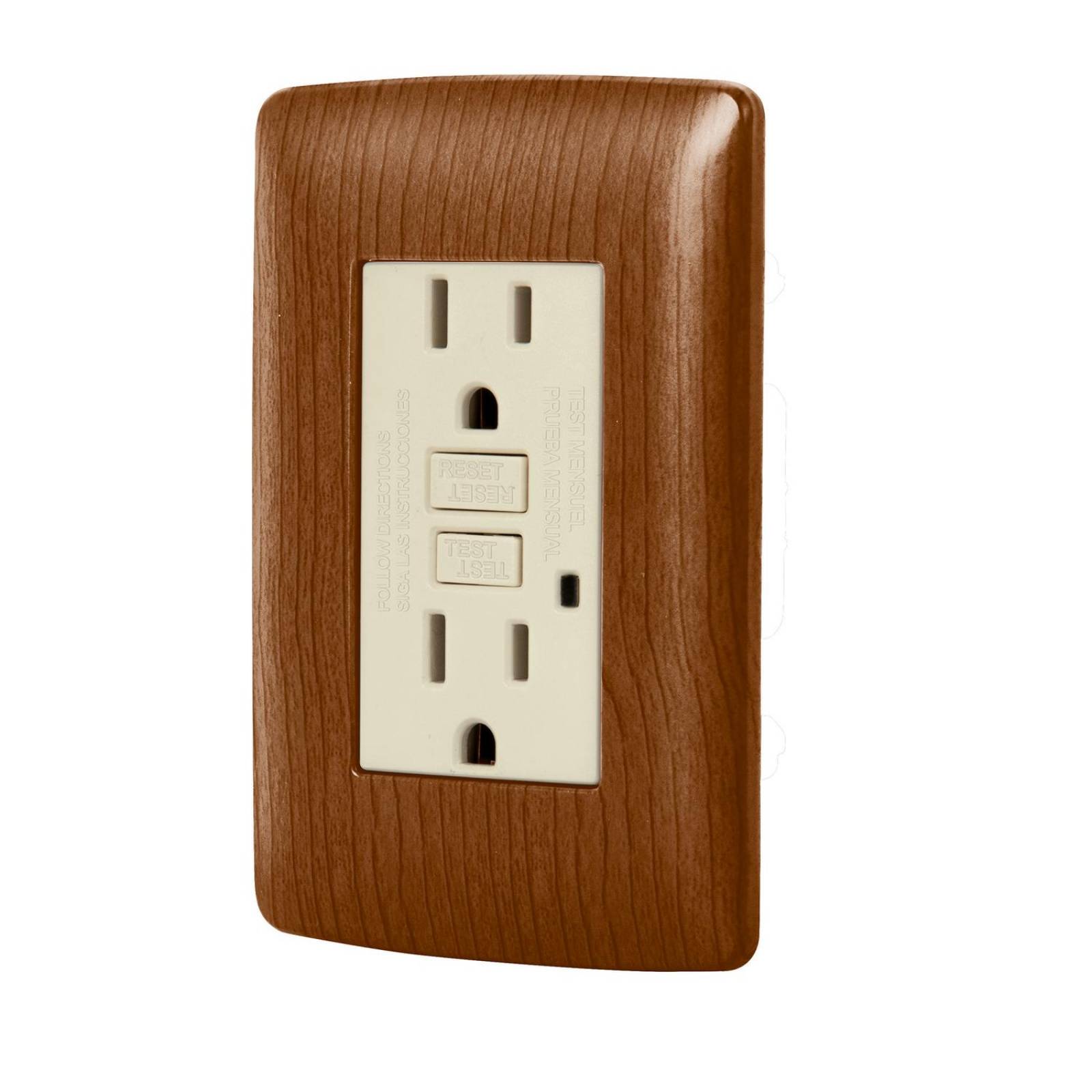 Contacto dúplex falla a tierra GFCI, madera, línea Italiana Volteck 