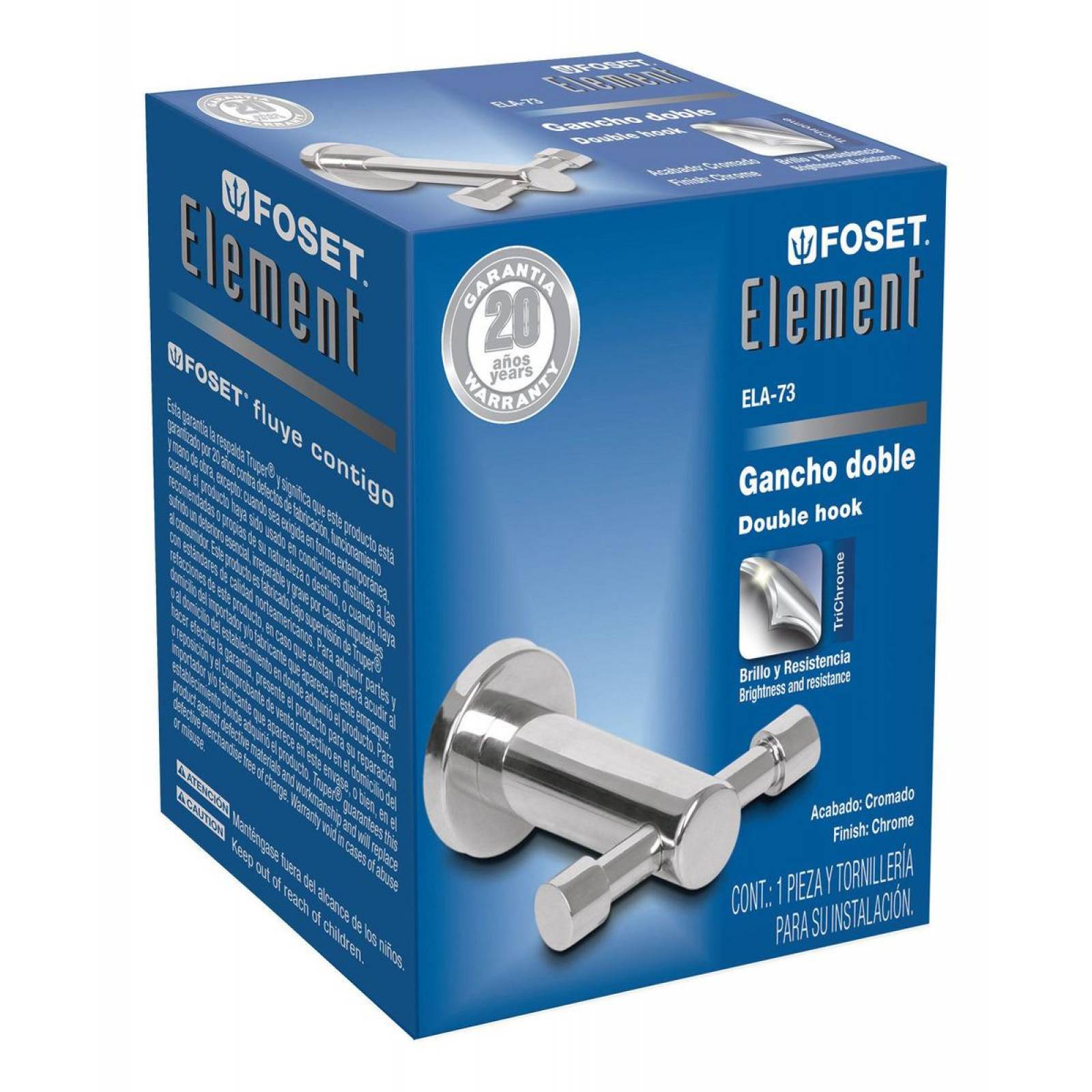 Gancho Doble Para Toalla Línea Element Foset 