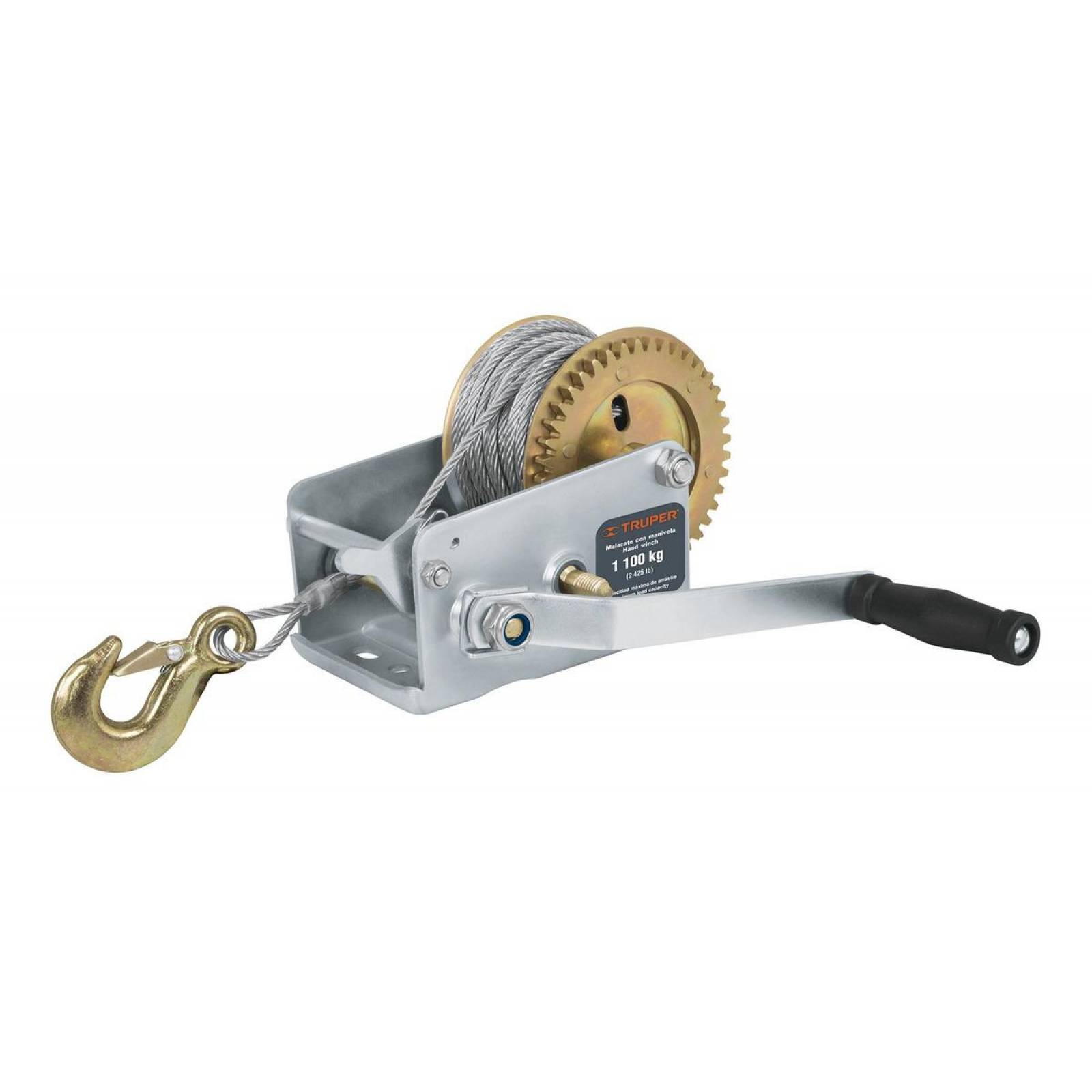 Malacate de manivela 1100 kg con cable, Truper 