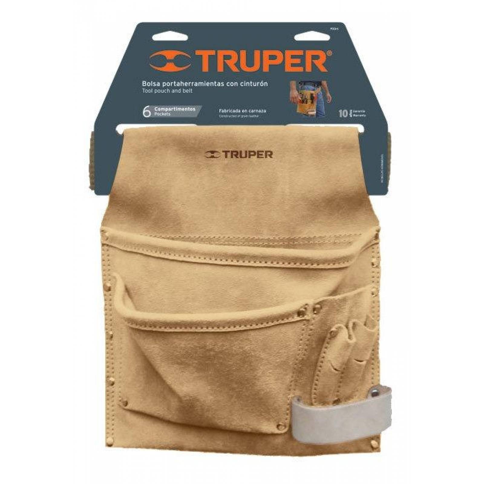 Porta herramientas de carnaza con 10 compartimentos, Truper