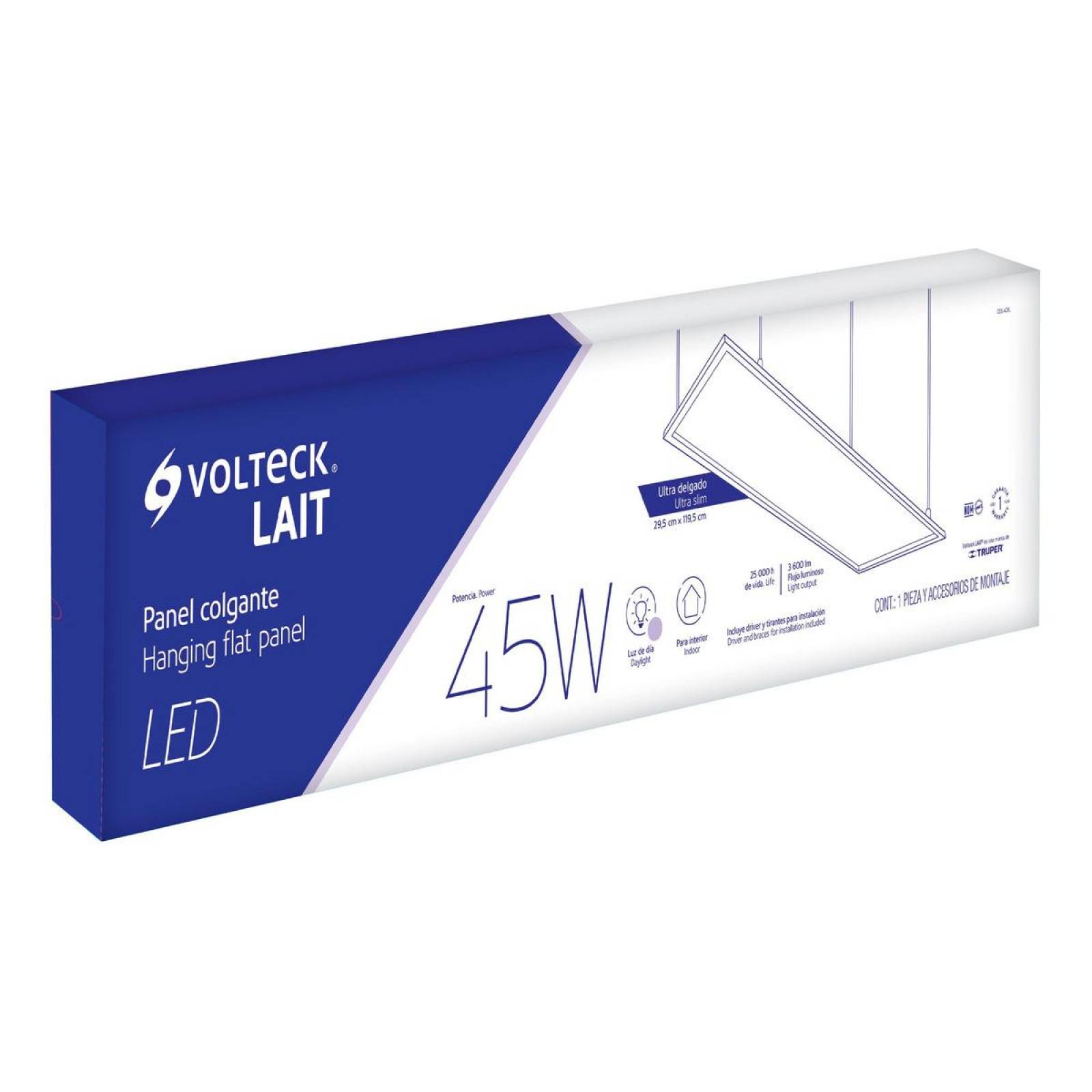 Panel Colgante 30x120 Cm 45w 6500k Led Volteck 