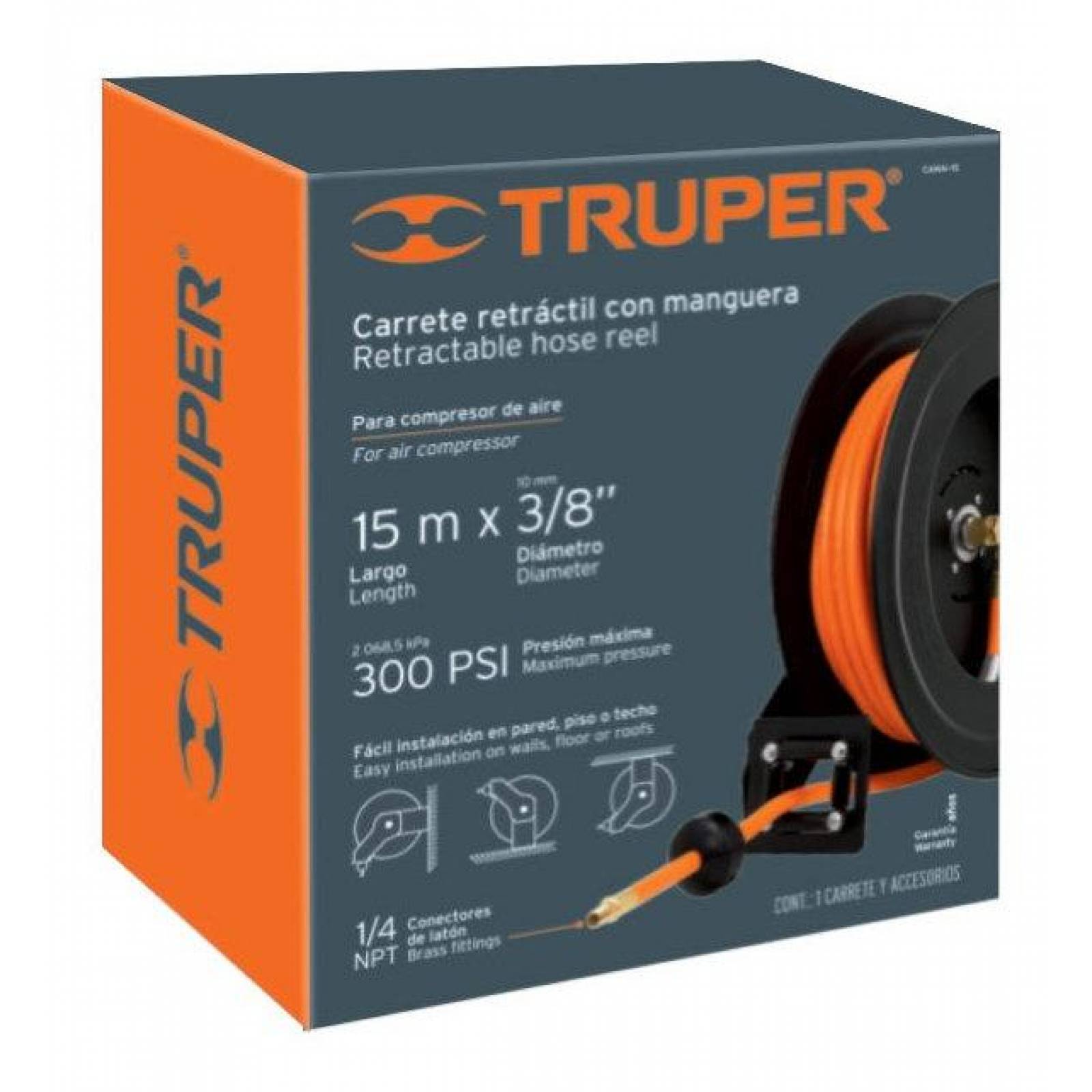 Carrete Retractil Con Manguera 15 Mts 