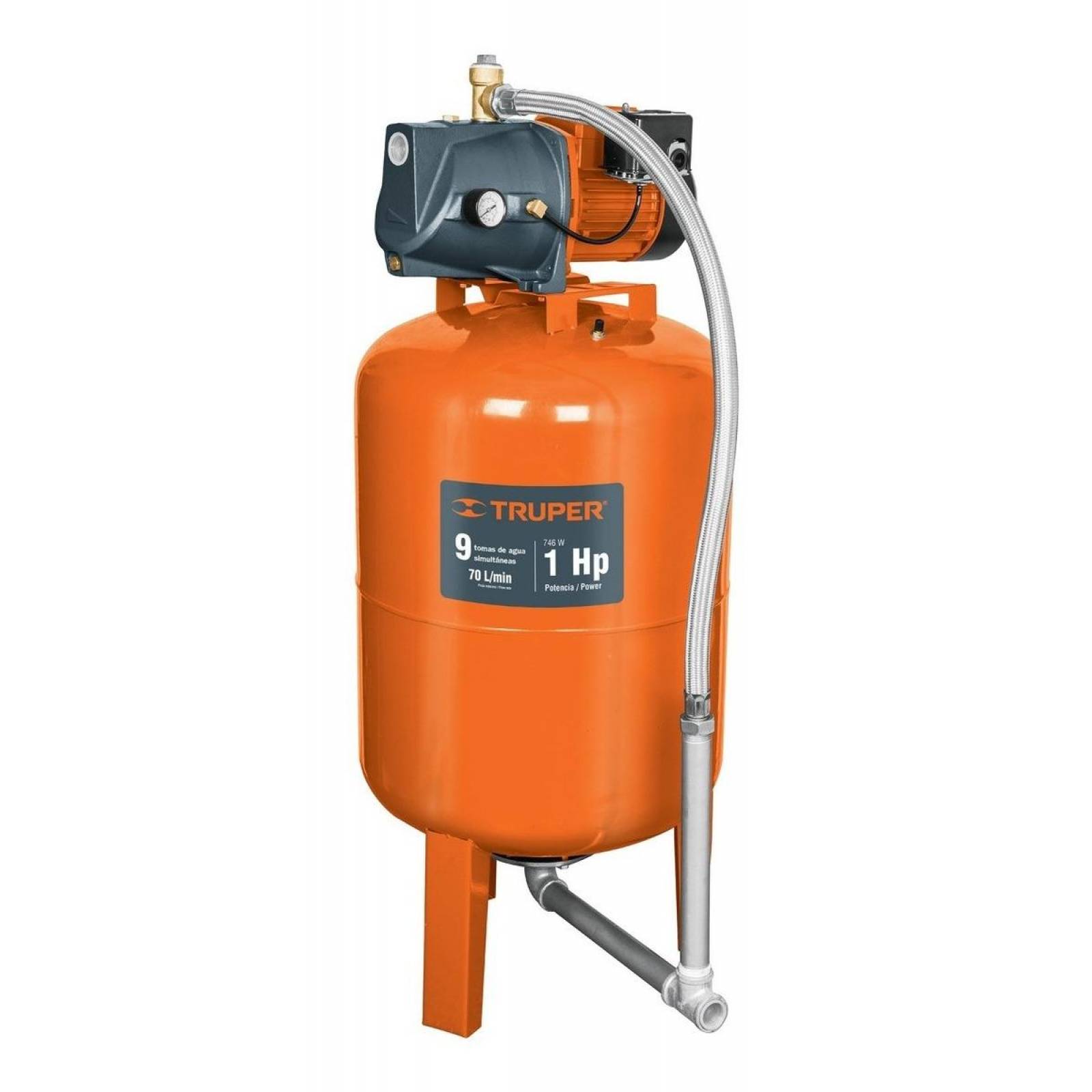 Bomba hidroneumática 1 HP, 100 litros, Truper 