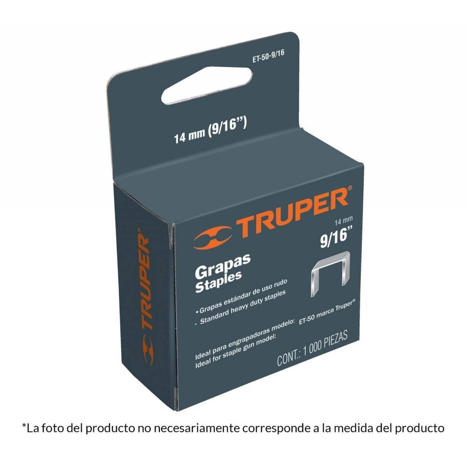 Grapas Para Et-50 1/2' Caja Con 1000 Piezas Truper 