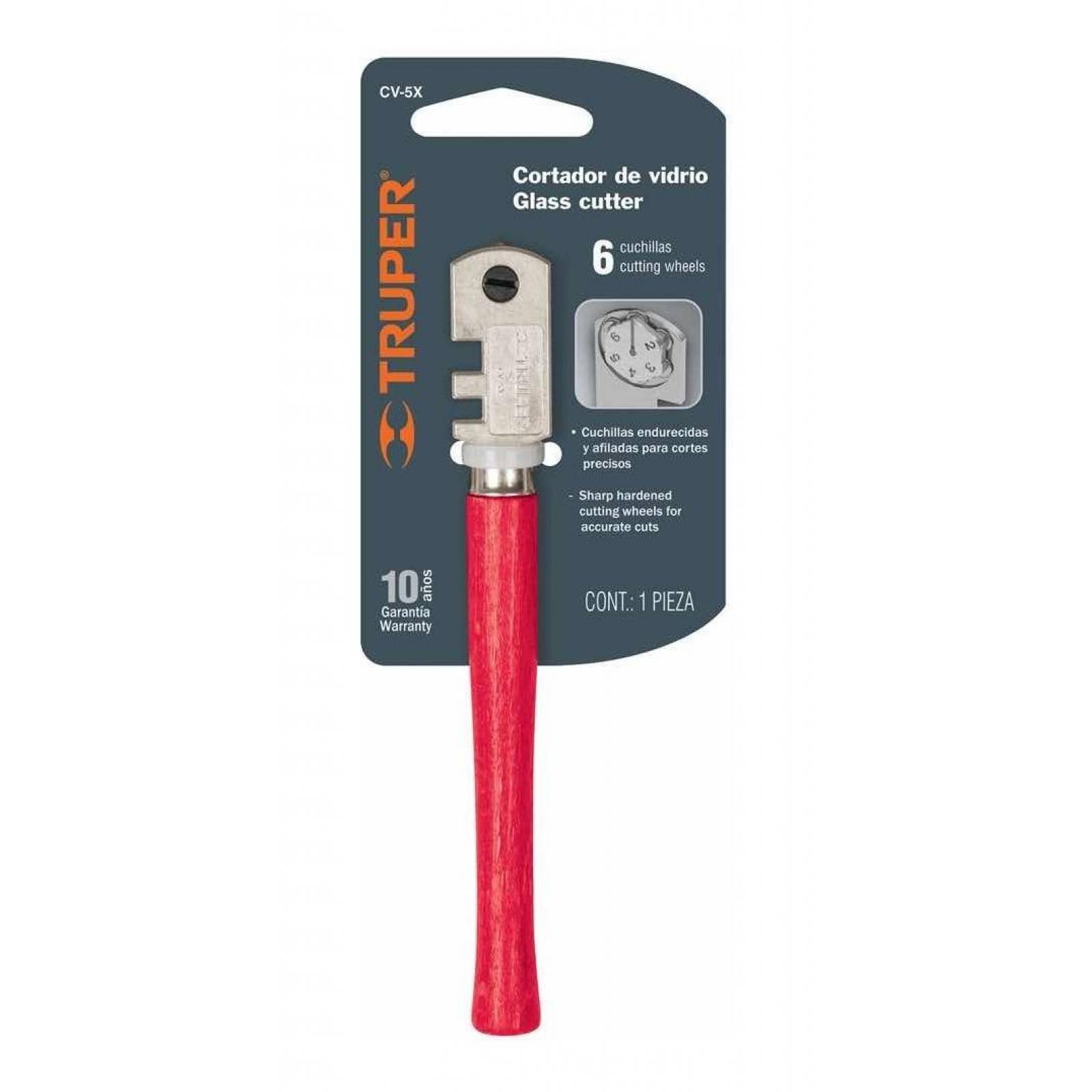 Cortador De Vidrio 5' Cabeza Con 6 Cuchillas Truper 