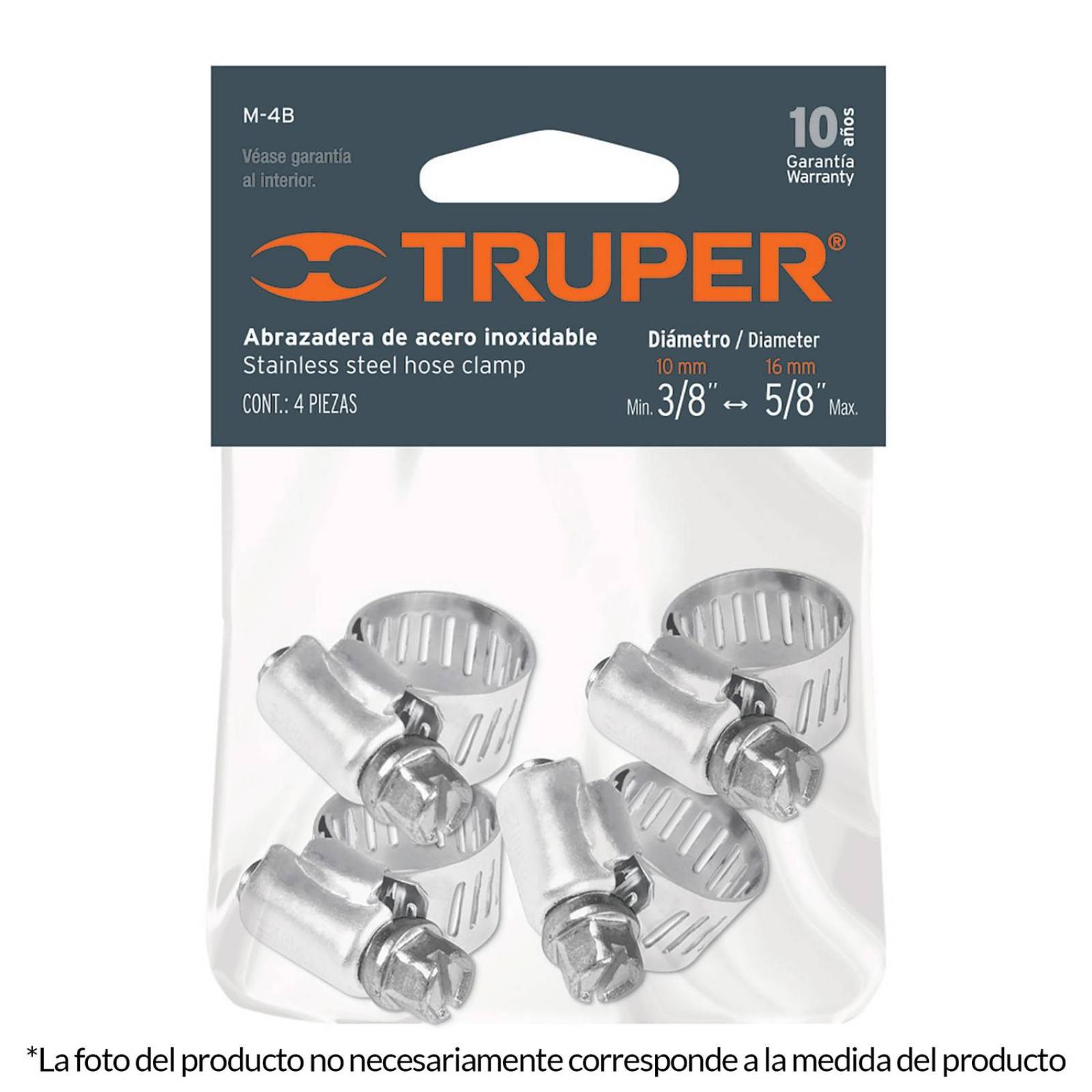 Bolsa c/2 abrazaderas sin fin # 10, 3/4 - 1-1/16", Truper 