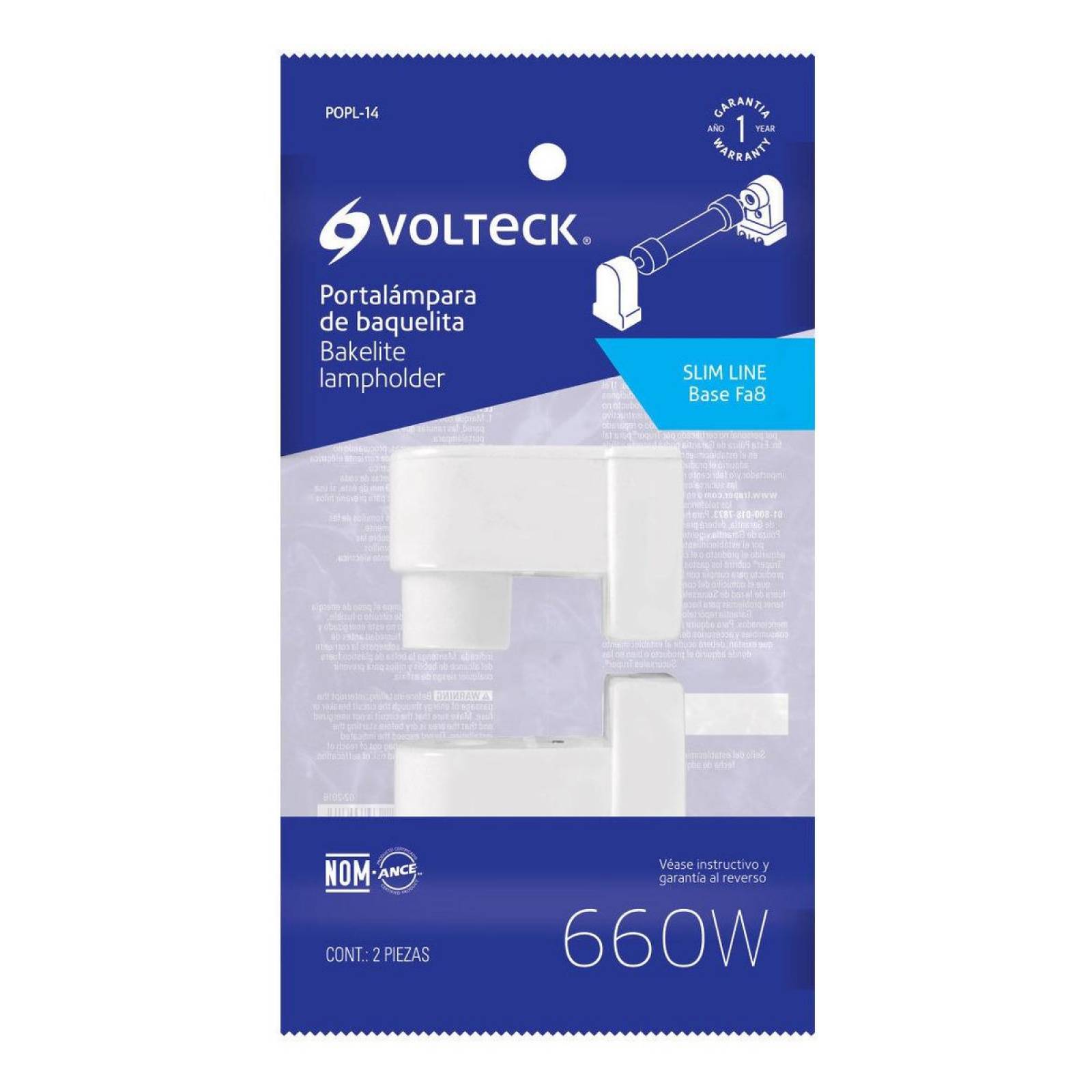 Portalámpara De Plástico Slim Line Bolsa 2 Pz Volteck