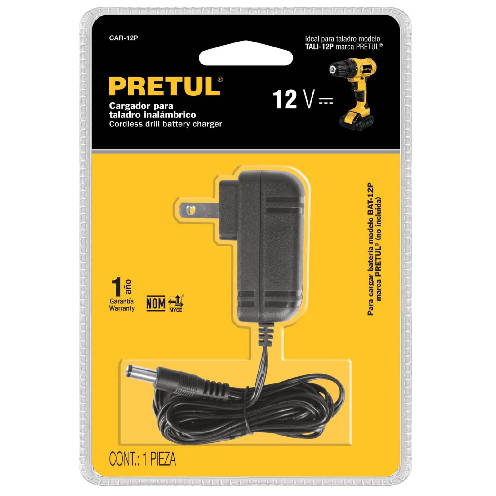 Cargador de baterías, ión litio, 12 V para taladro TALI-12P Pretul 