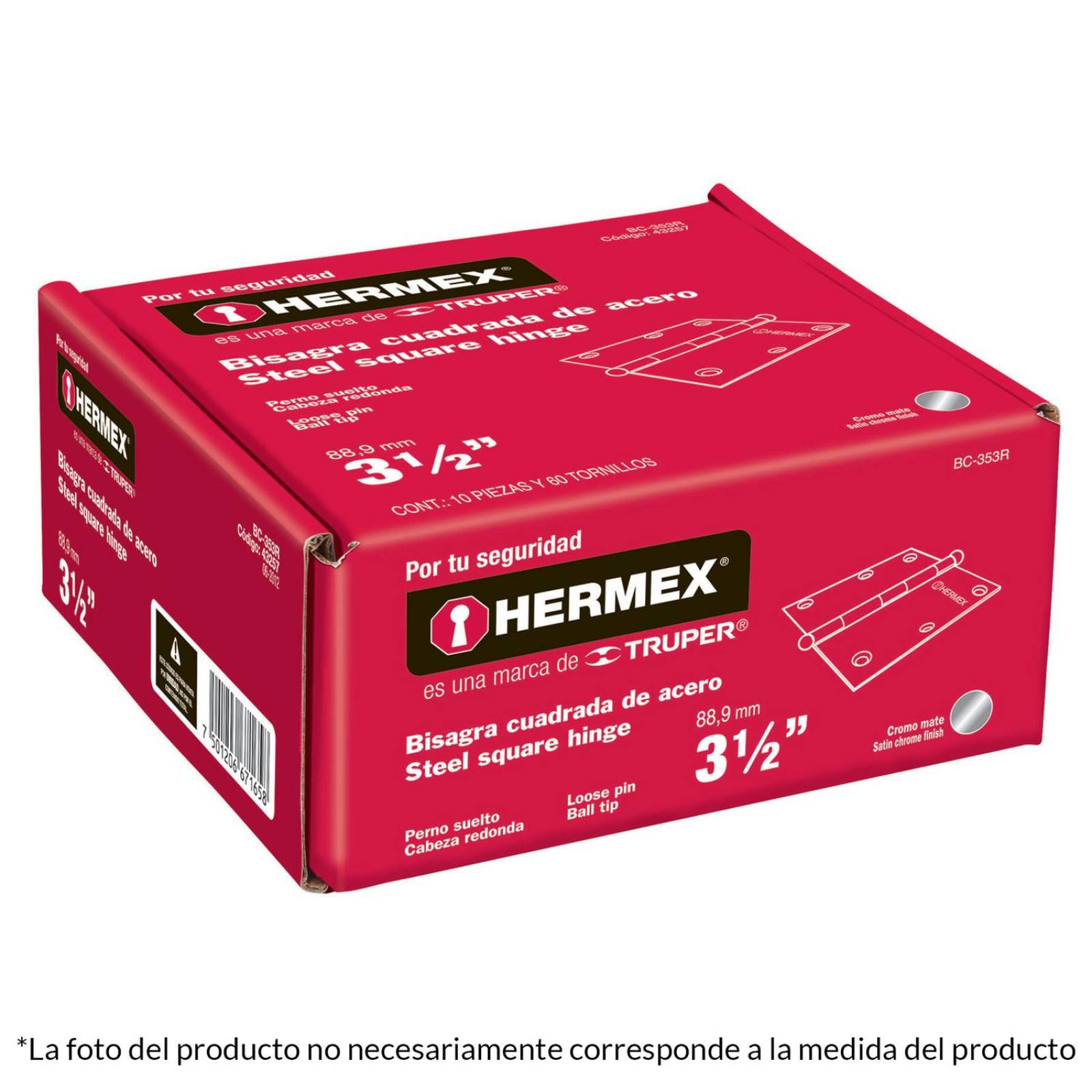 Bisagra Cuadrada 3' Mate Redonda Hermex