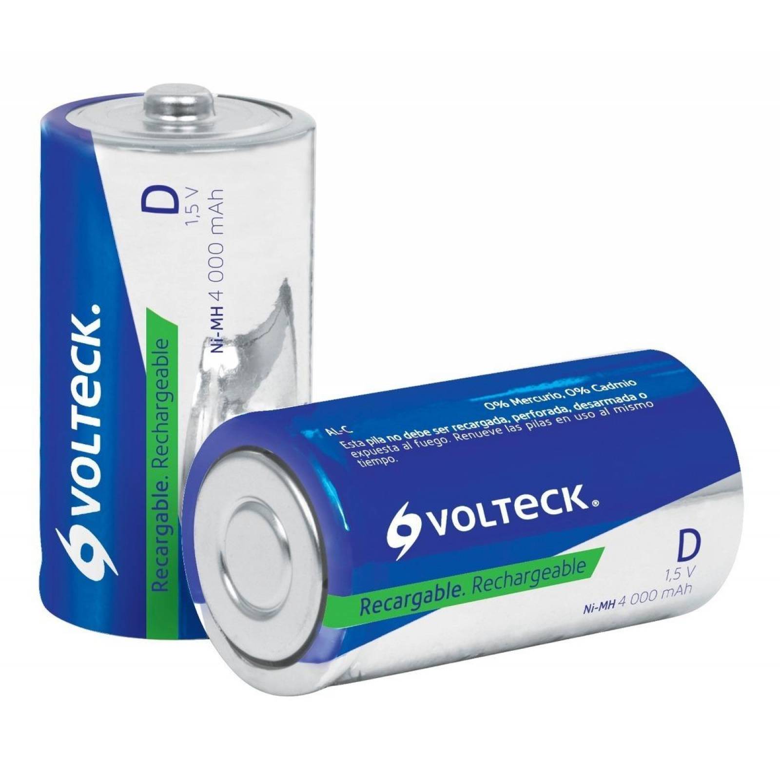 Pilas Recargables Larga Duración D 4000 Mah 2 Volteck 