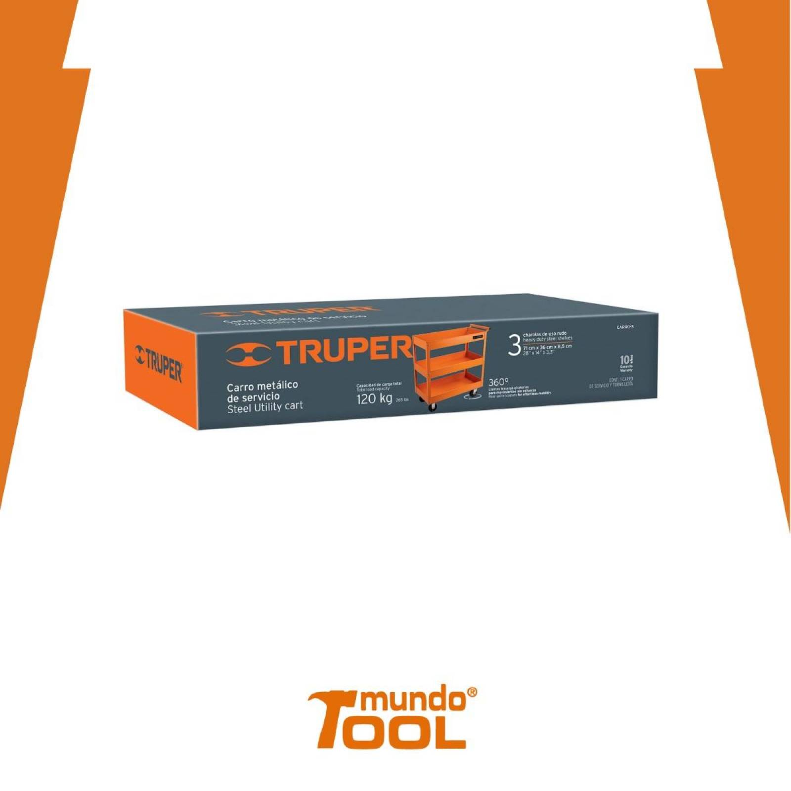 Carro de servicio, 3 charolas Truper 