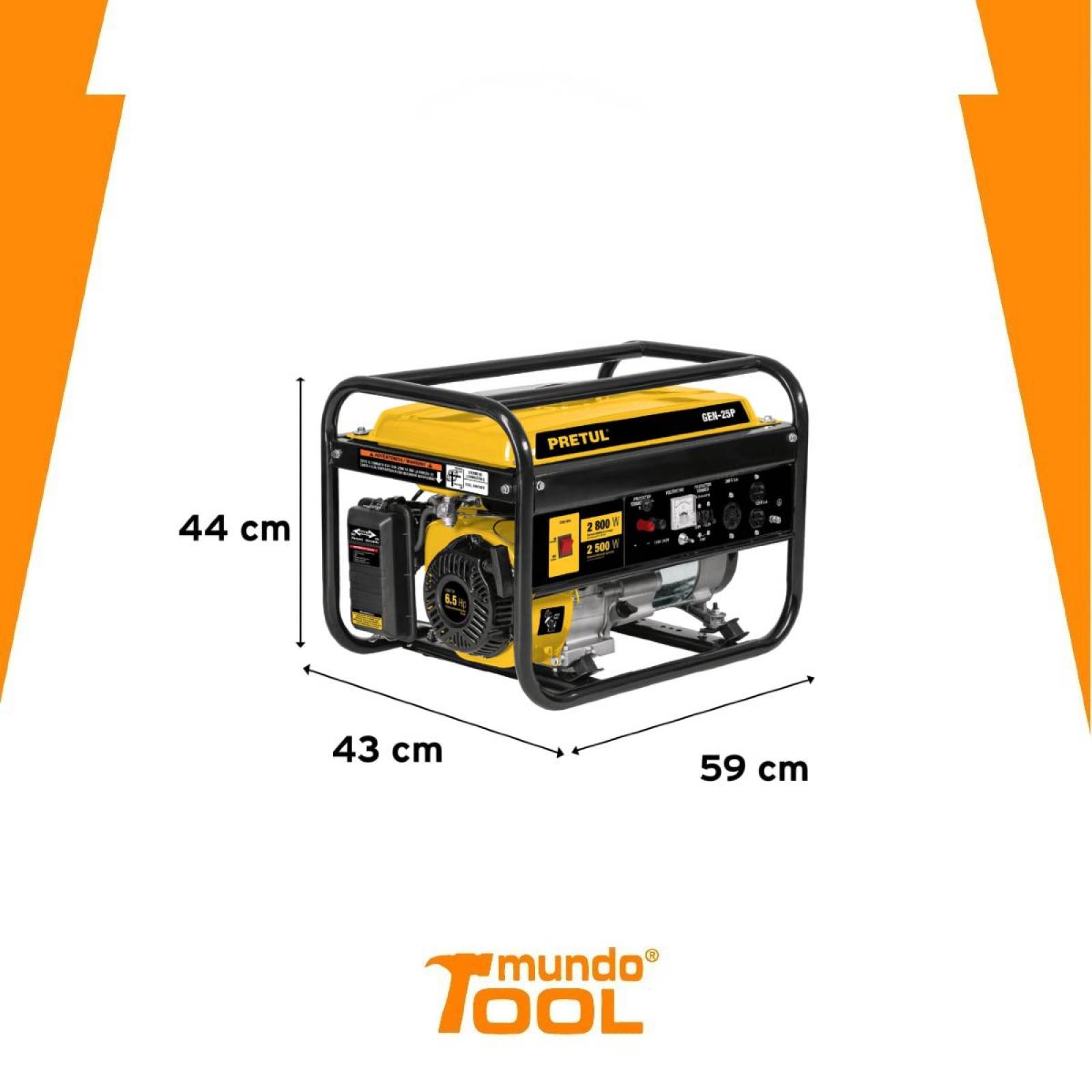 Generador portátil 2.8 kW motor a gasolina, Pretul 