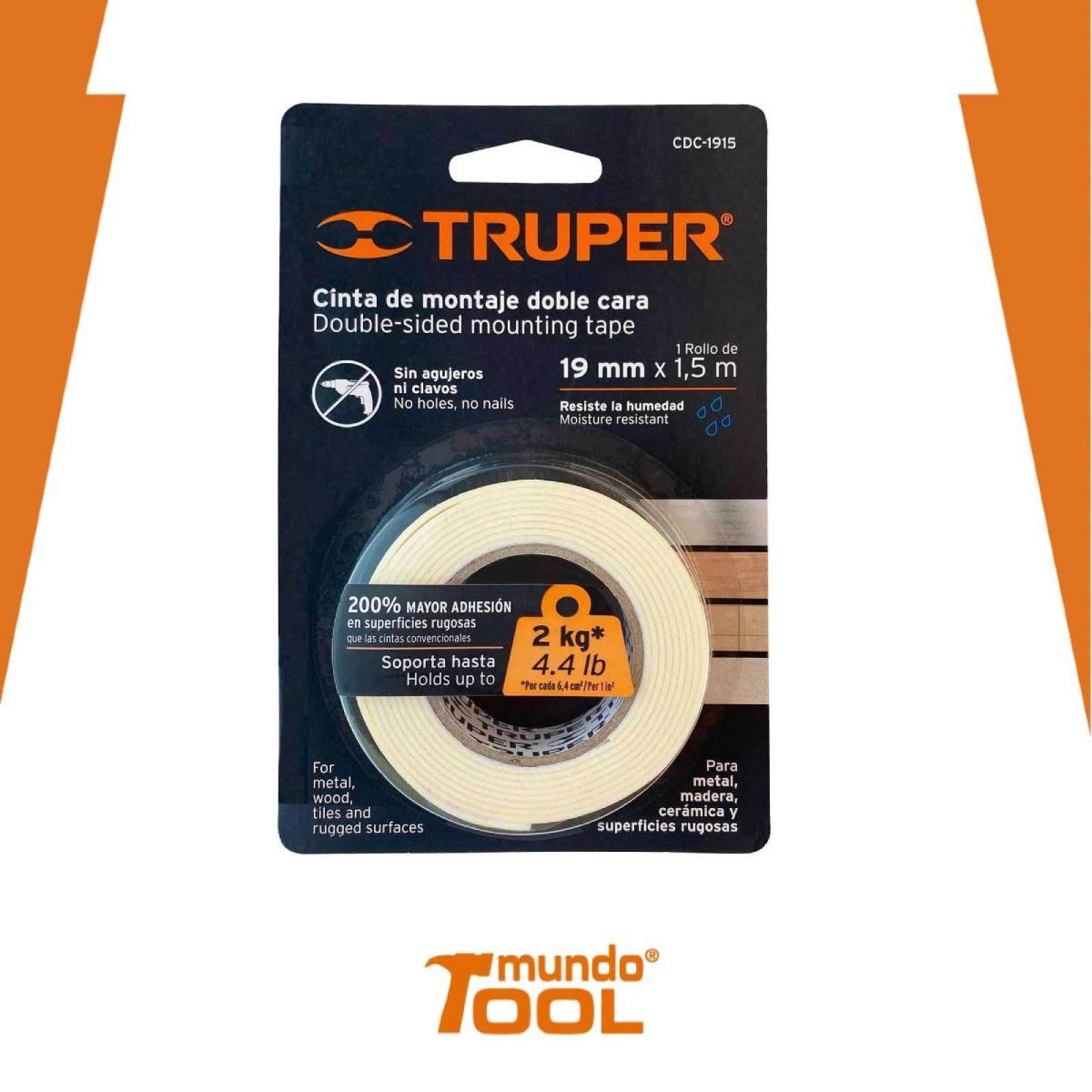 Cinta doble cara de 19 mm x 10 m Truper 