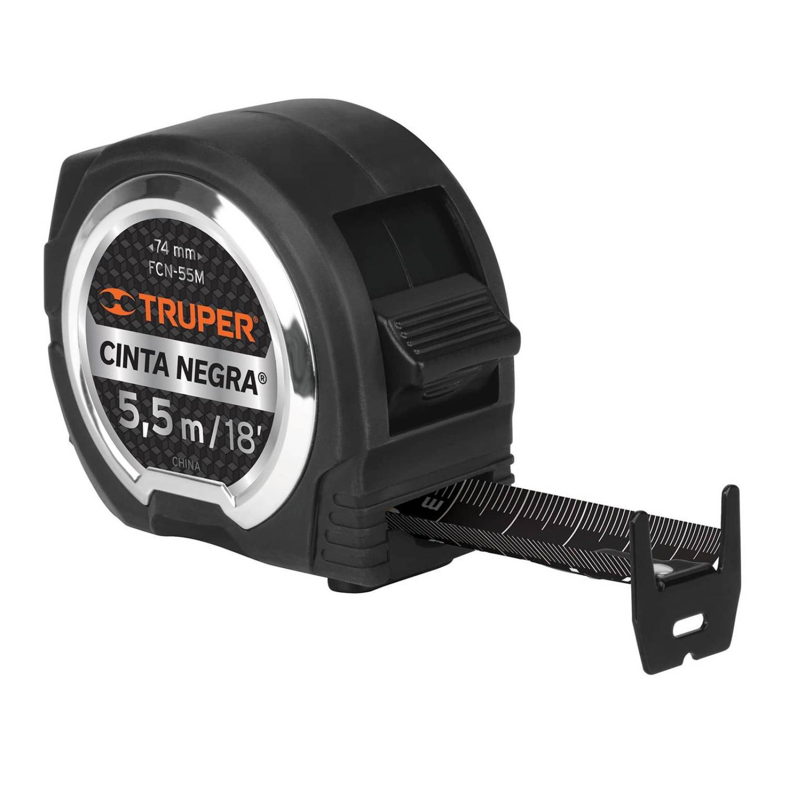 Flexómetro Cinta Negra, 5.5 m, cinta 27 mm Truper 