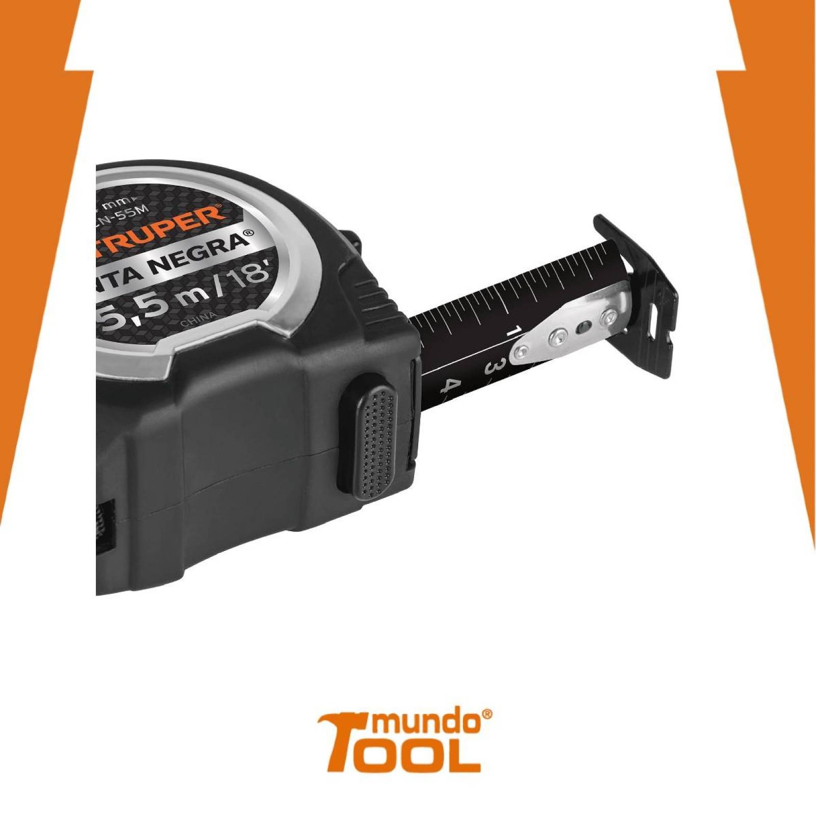 Flexómetro Cinta Negra, 5.5 m, cinta 27 mm Truper 