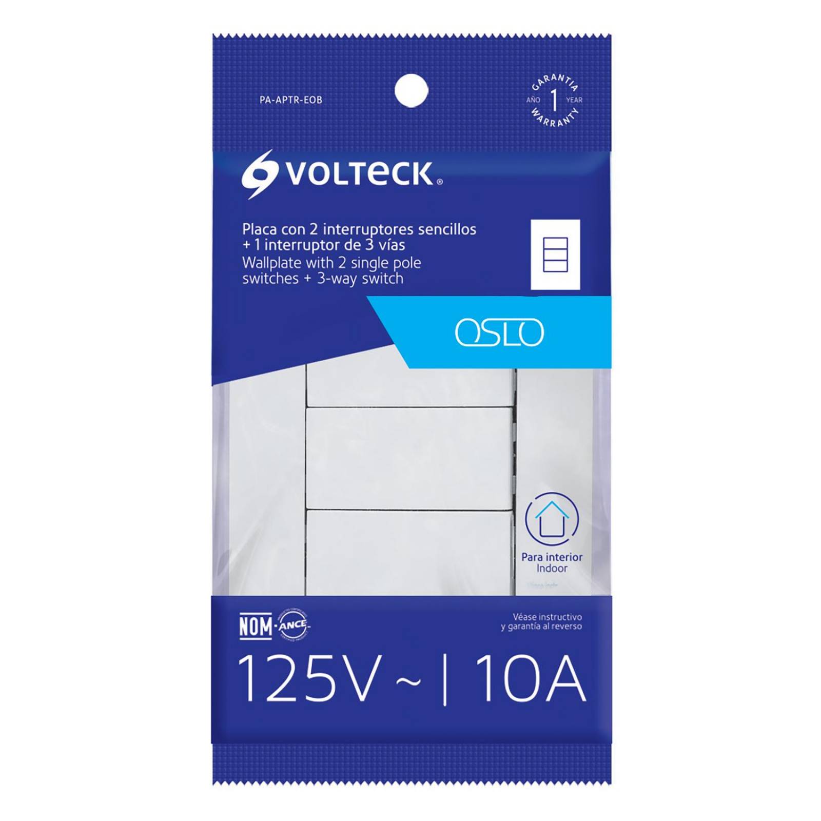 Placa armada interruptores sencillos y escalera, Oslo,blanco Volteck 