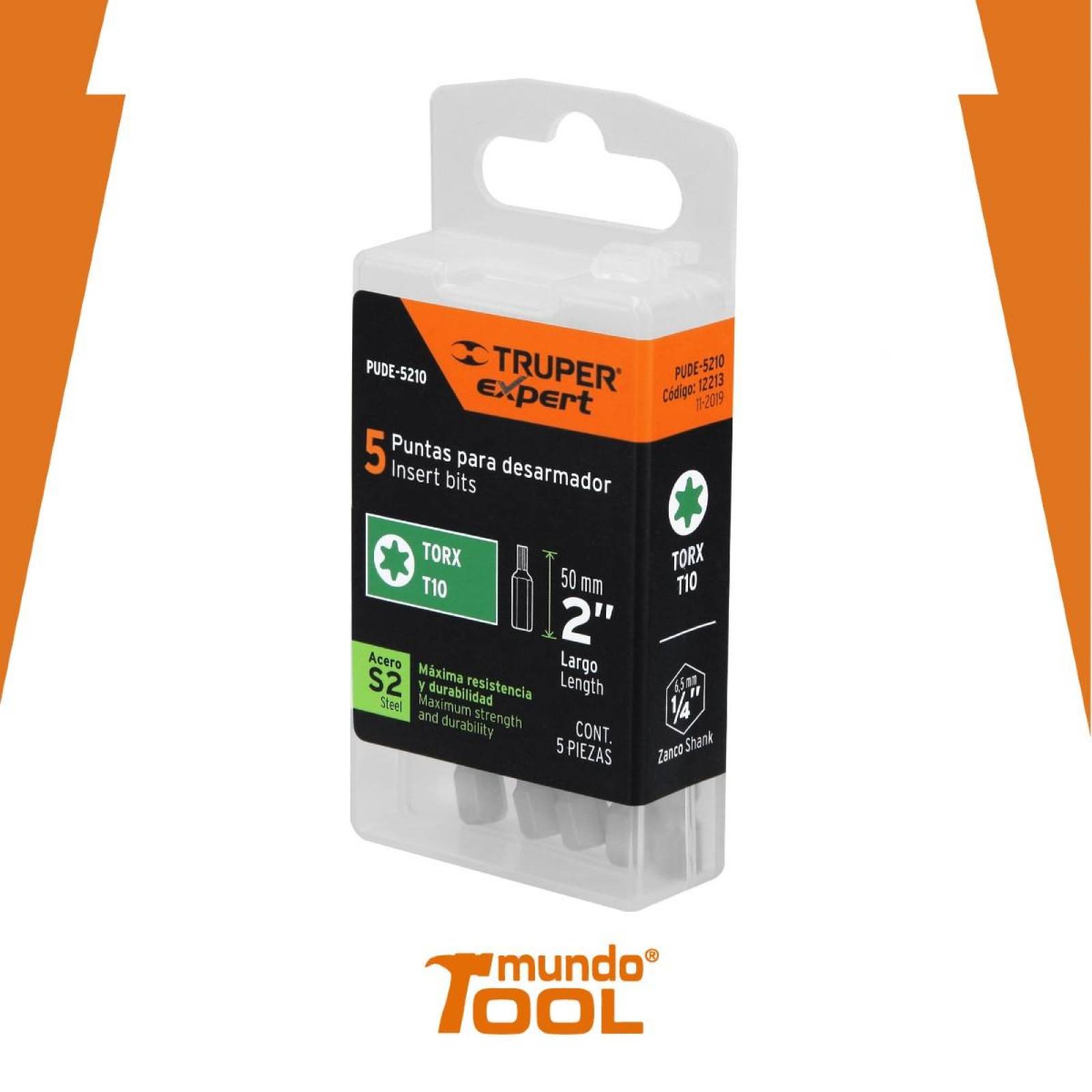 Puntas para desarmador Torx T10, 2', 5 piezas Truper 