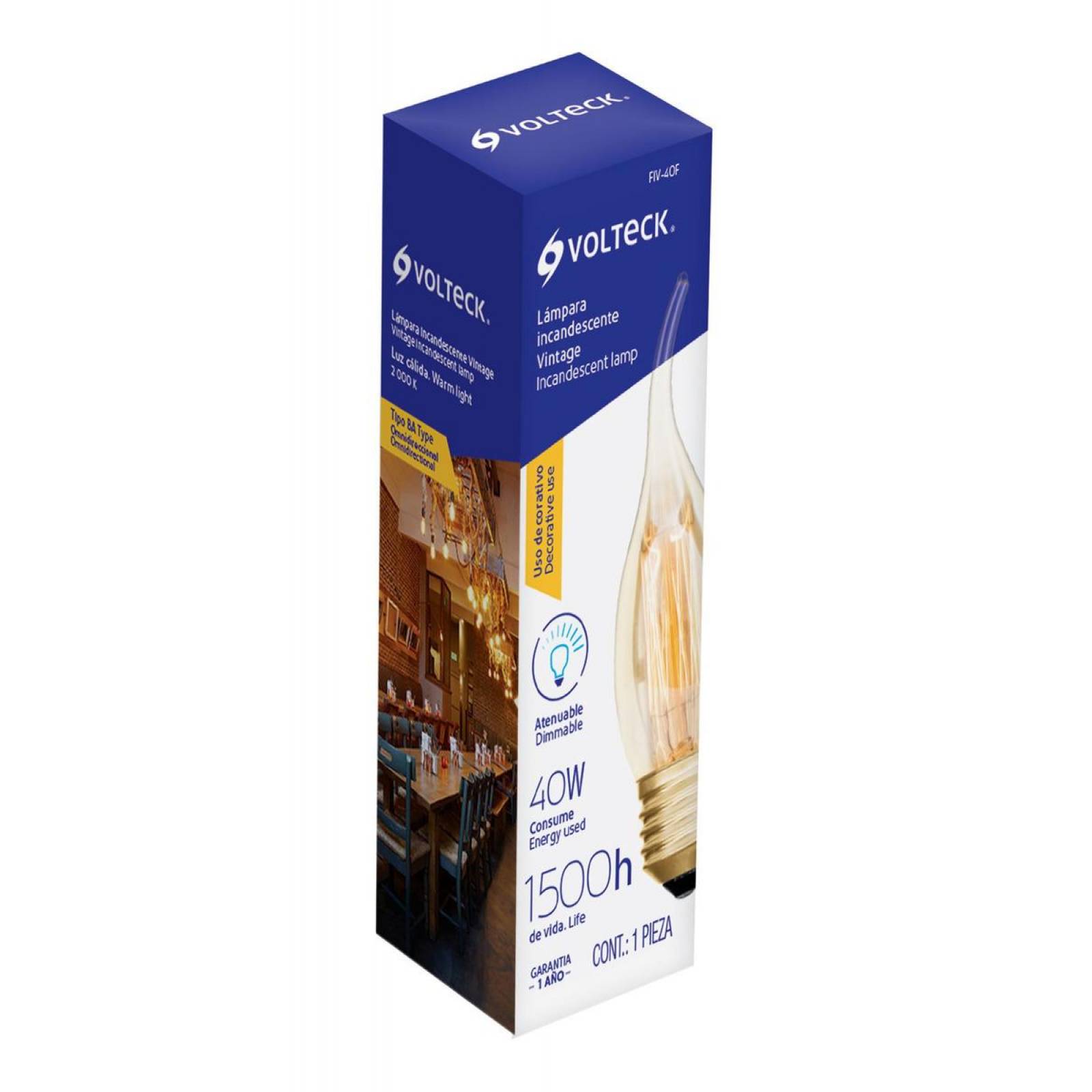 Lámpara Incandescente Vintage 40w Flama Volteck 
