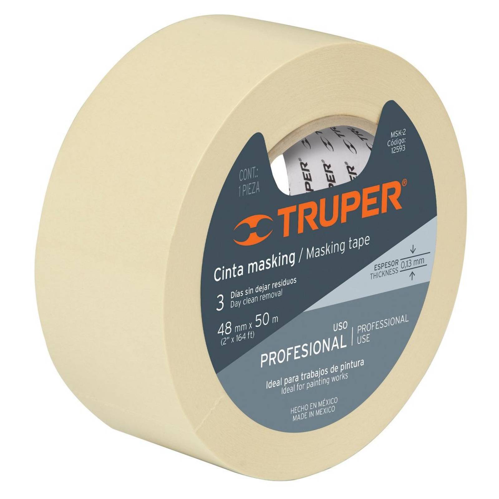 Cinta masking tape de 2" x 50 m, Truper 