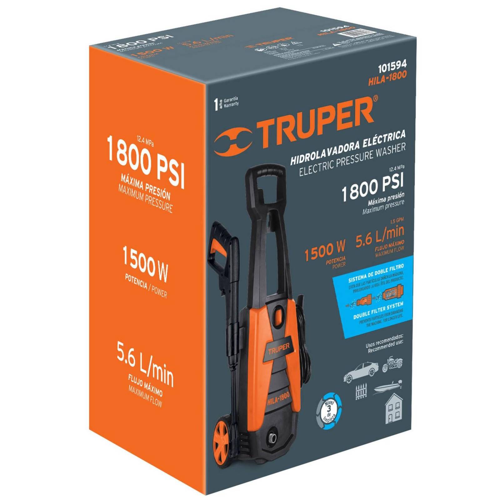 Hidrolavadora eléctrica 1800 PSI, Truper 