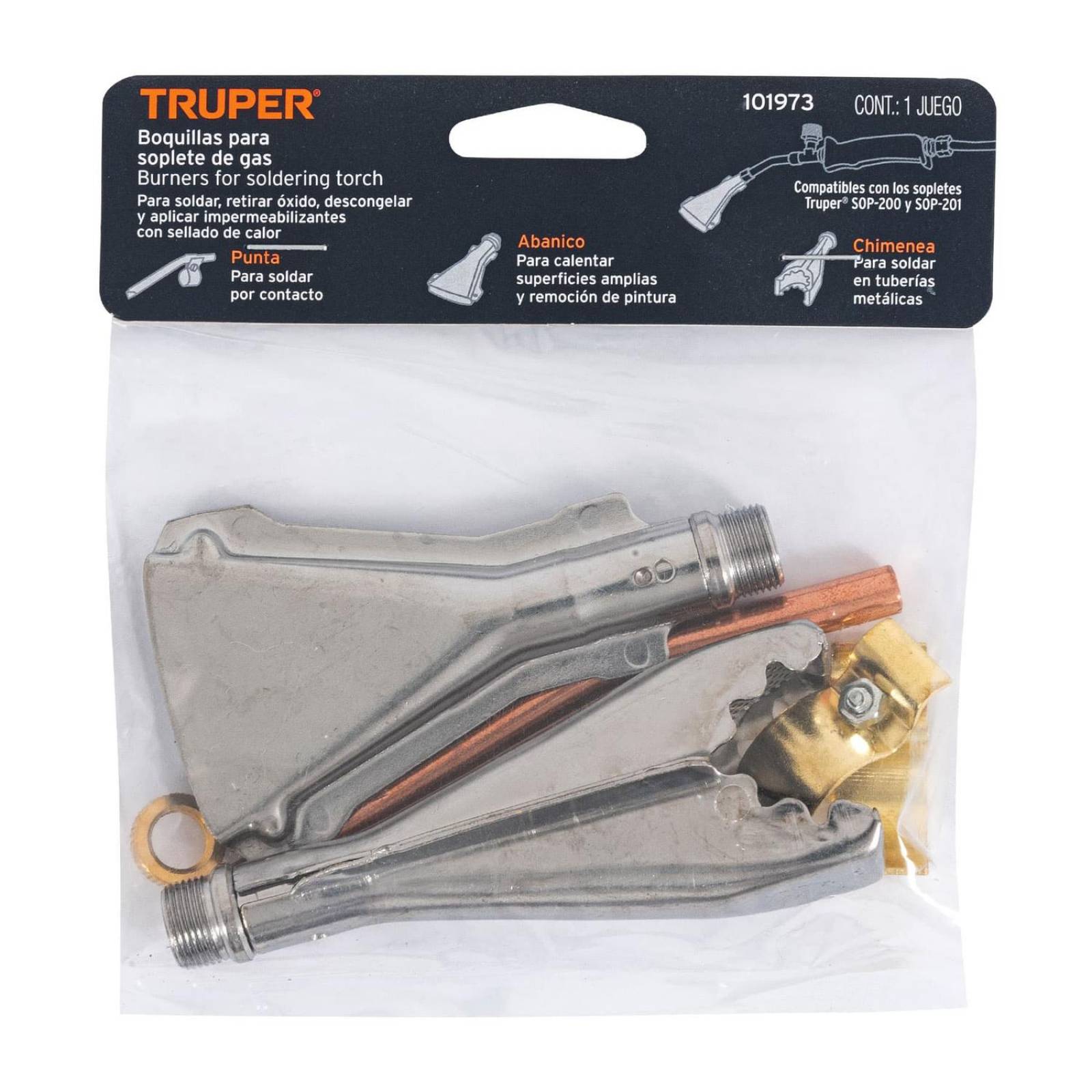 Juego de 3 boquillas para soplete, Truper 