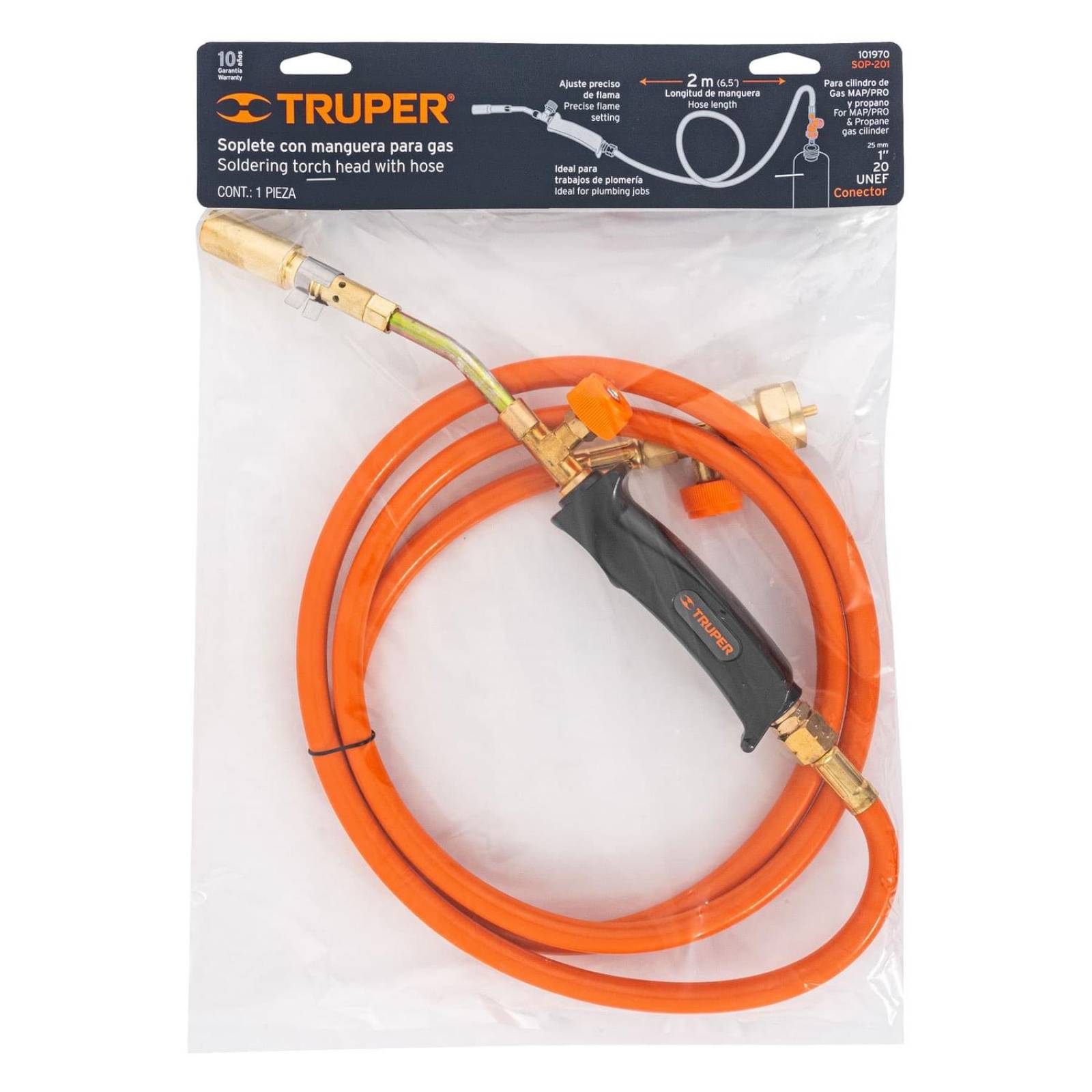 Soplete con manguera para gas, 1/2", Truper