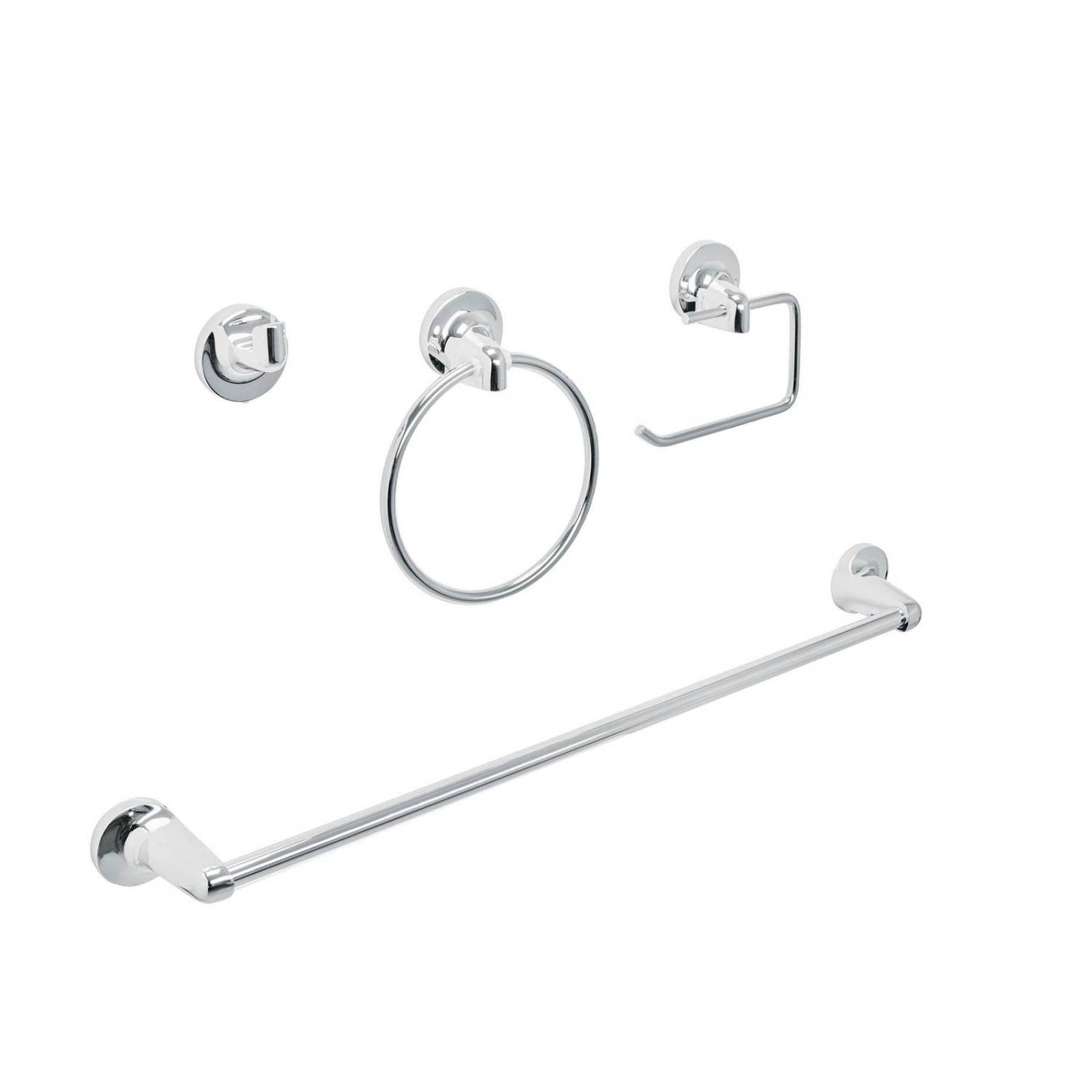 Juego de 4 accesorios para baño metálicos, Foset Aqua 