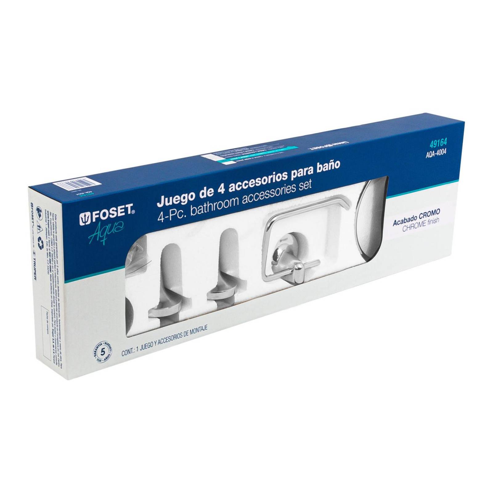 Juego de 4 accesorios para baño metálicos, Foset Aqua 