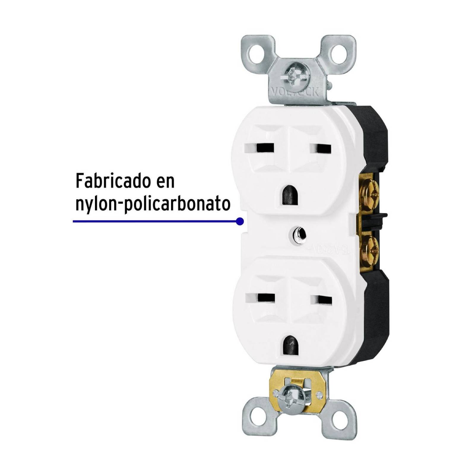 Contacto dúplex, cara de chino, Standard, blanco, Volteck 