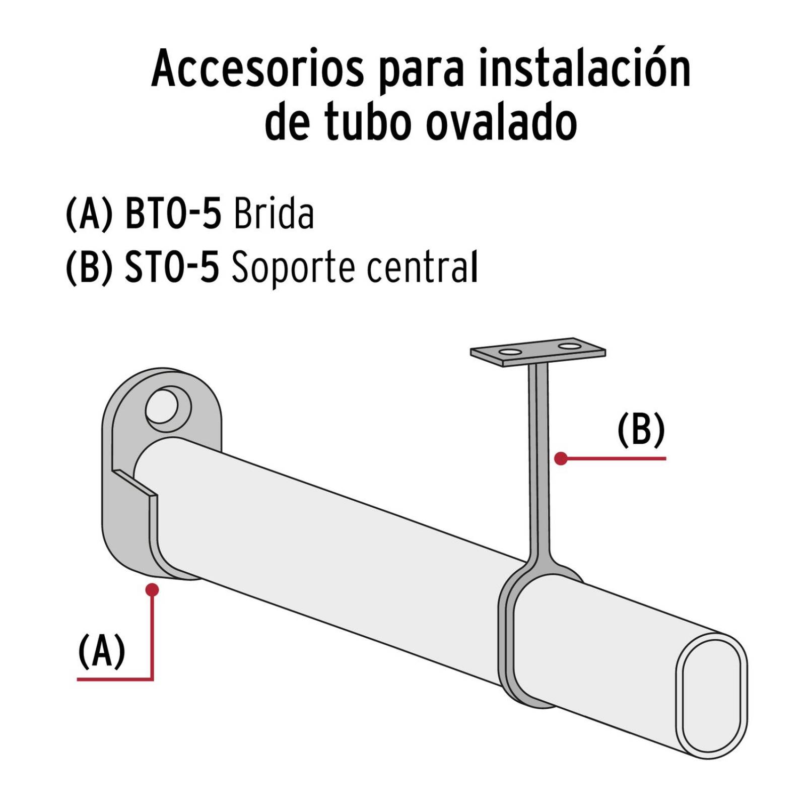 Tubo ovalado de 1.8 m en acero cromado para closet, Hermex 