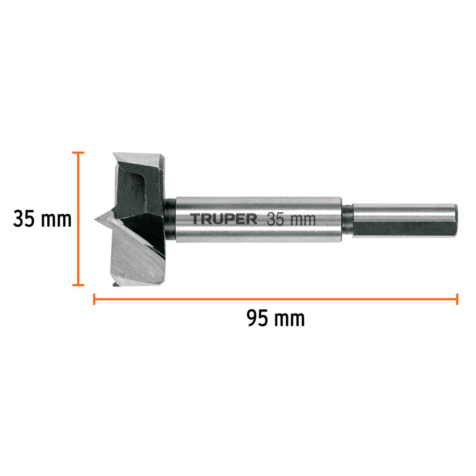 Broca forstner 35 mm para madera, Truper 