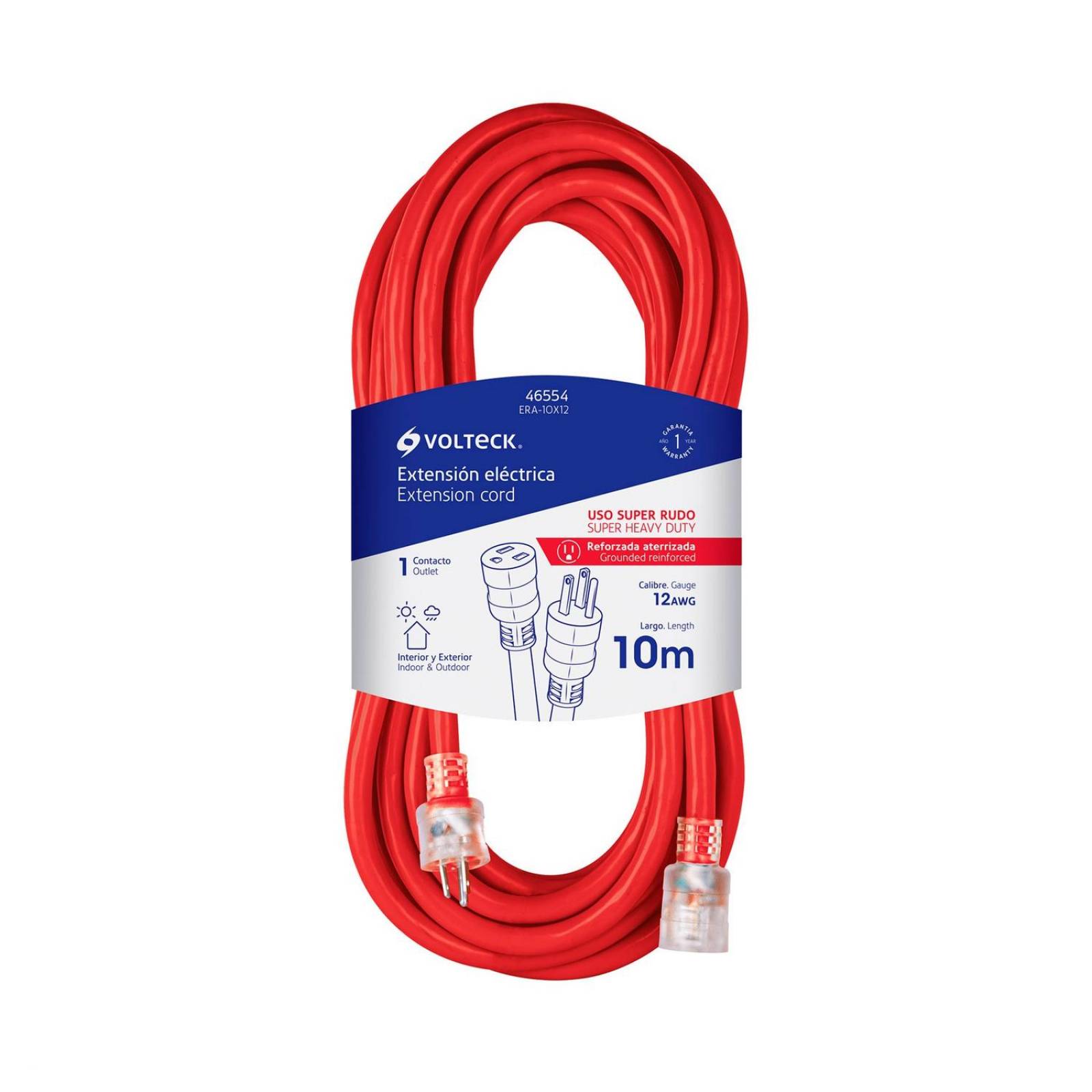 Extensión reforzada aterrizada 30 m 3x12 AWG, Volteck