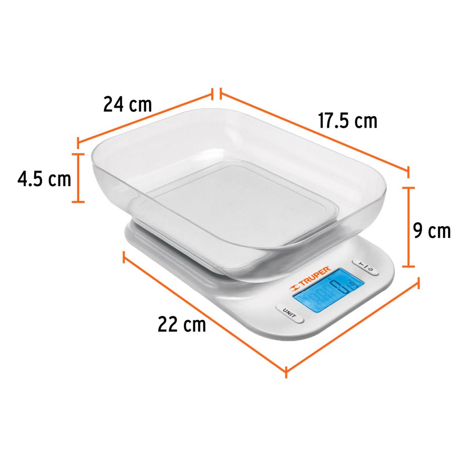 Báscula digital con tazón para cocina, 5kg, Truper