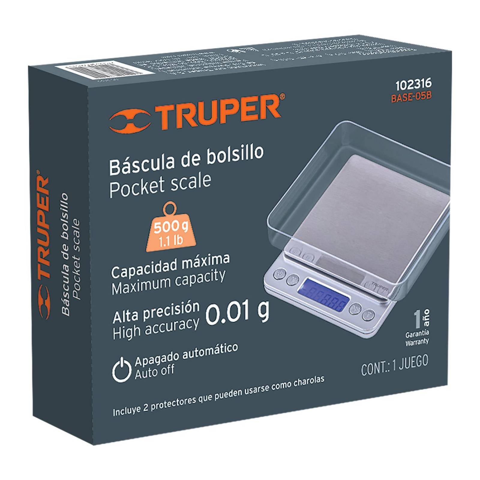 Báscula digital de precisión de bolsillo 500g, Truper 