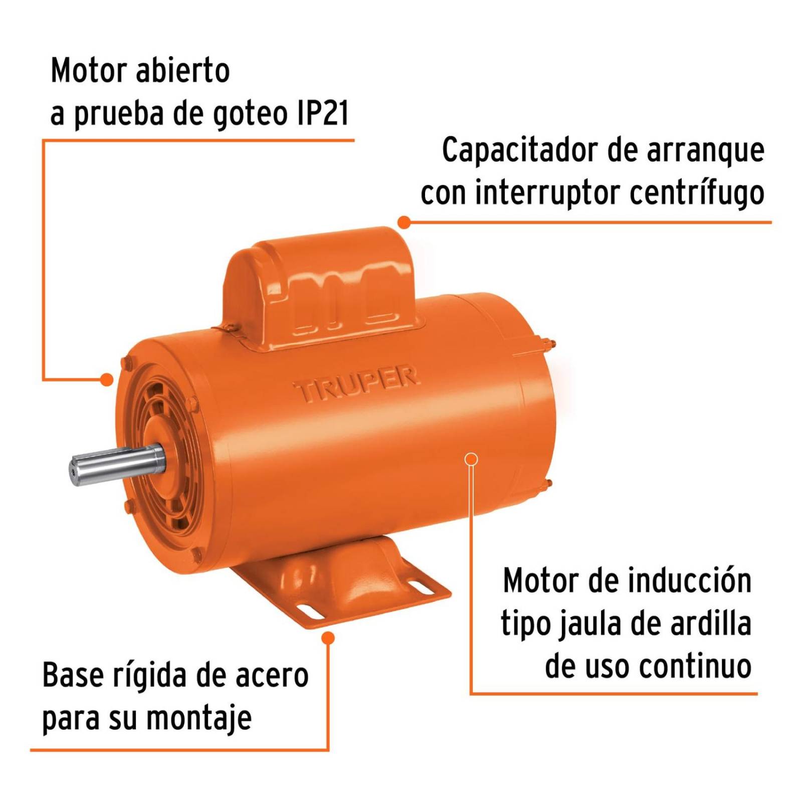 Motor eléctrico monofásico de 1 HP, alta velocidad, Truper