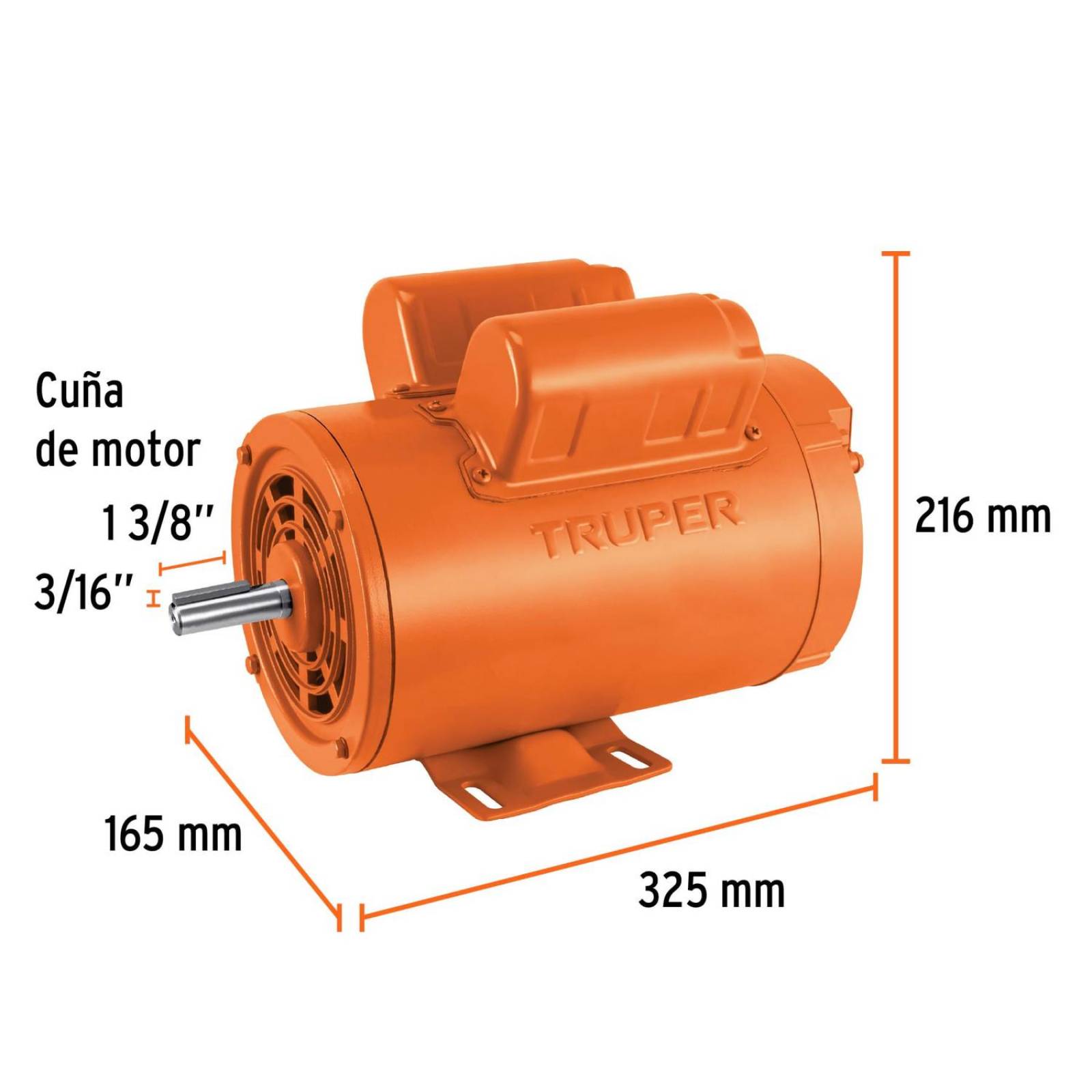 Motor eléctrico monofásico de 2 HP, baja velocidad, Truper 
