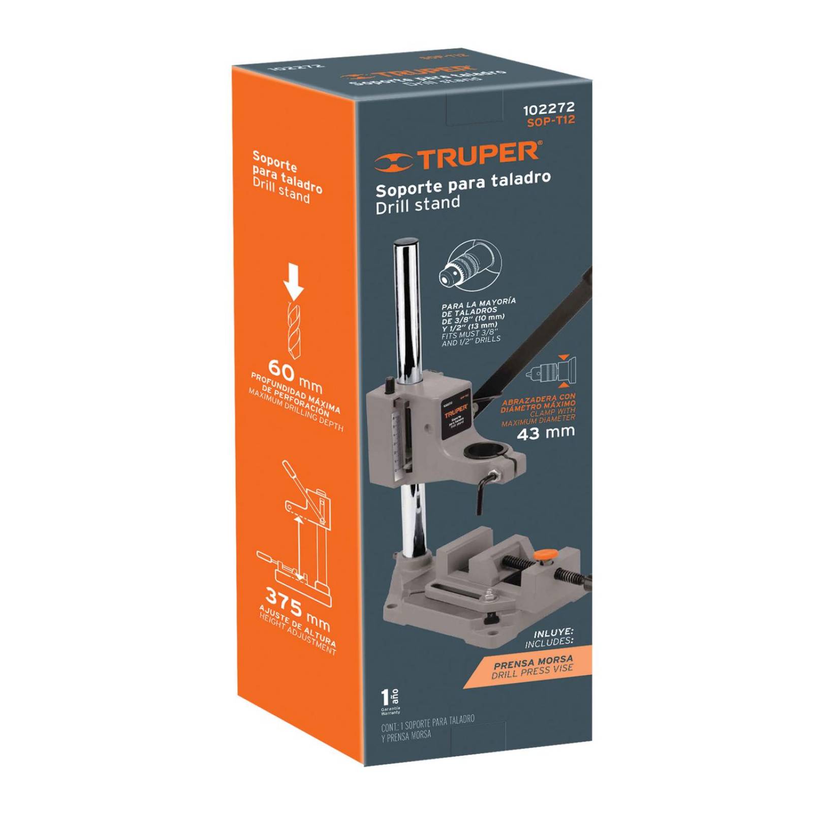 Soporte vertical para taladro 3/8"-1/2", Truper 
