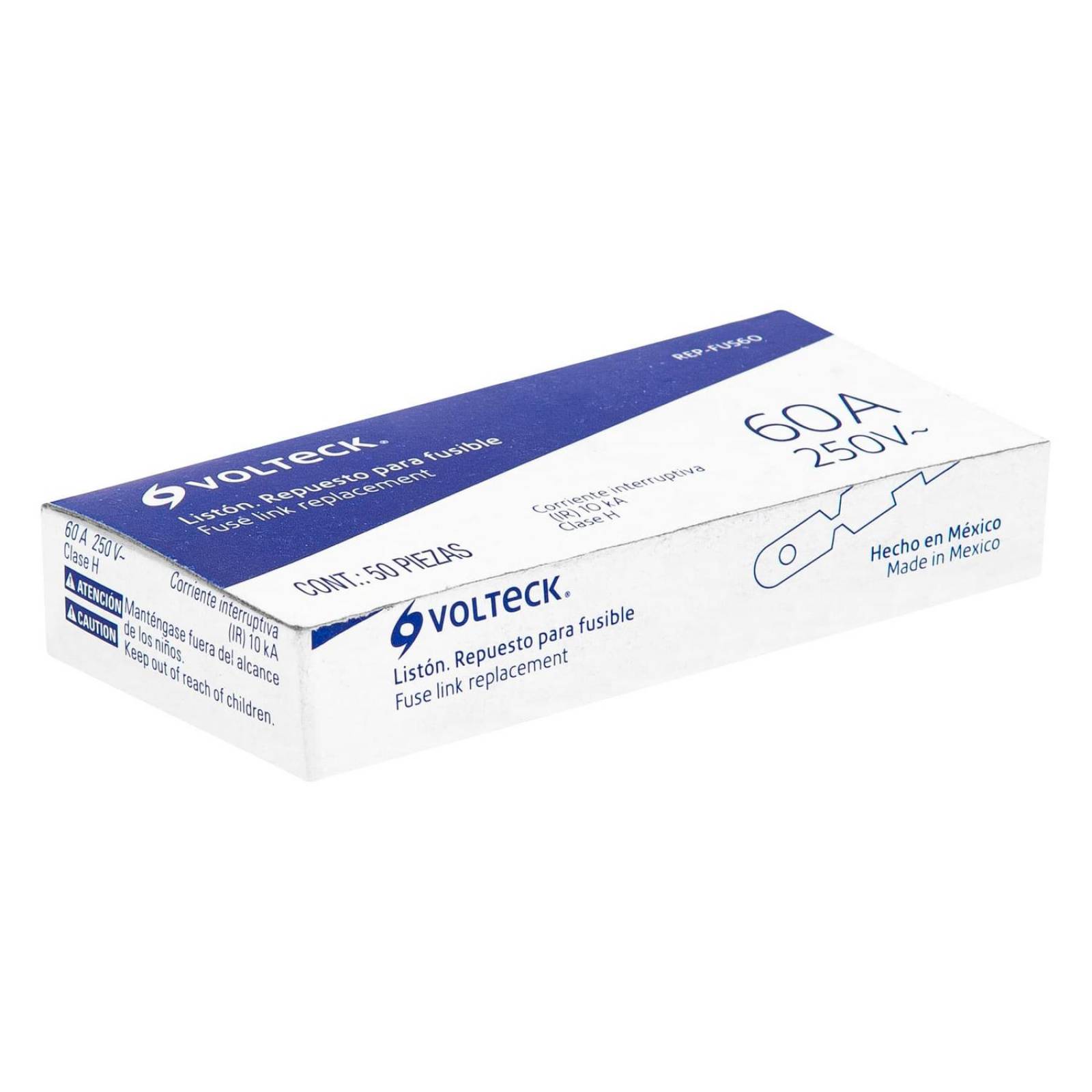 Repuesto para fusible (listón) de 60 a, Volteck, 50 pzas 