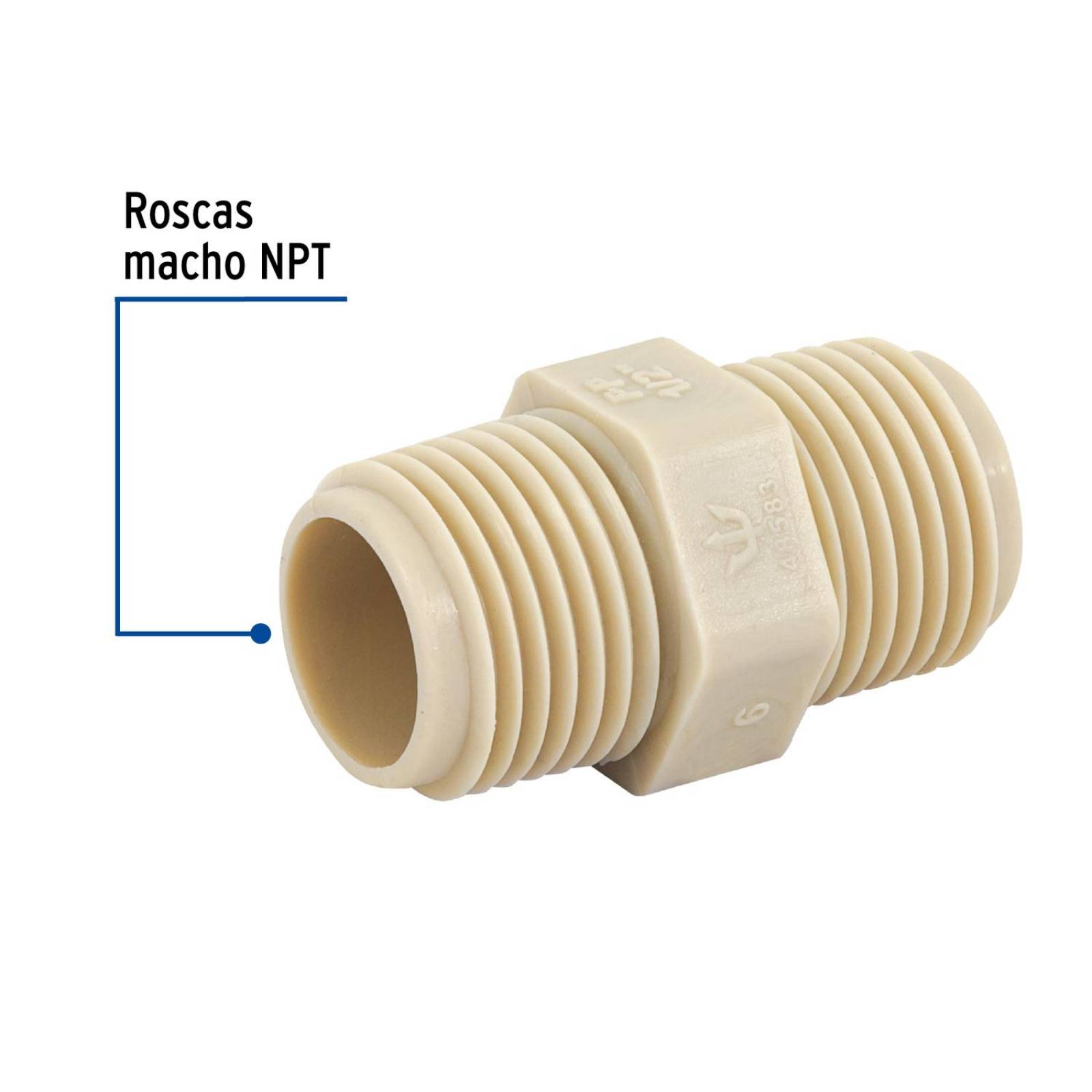 Niple corrido 1/2" de polipropileno, Foset 
