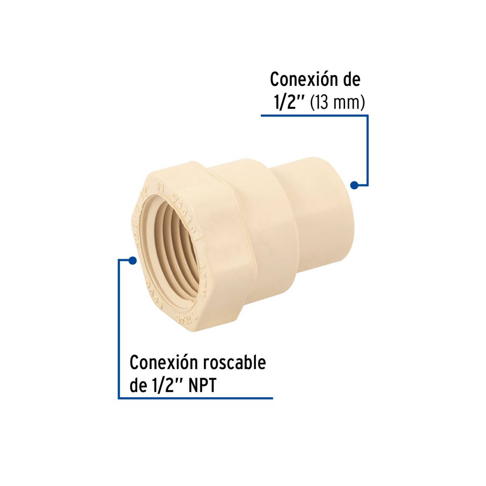 Conector hembra de CPVC 1/2' Foset 