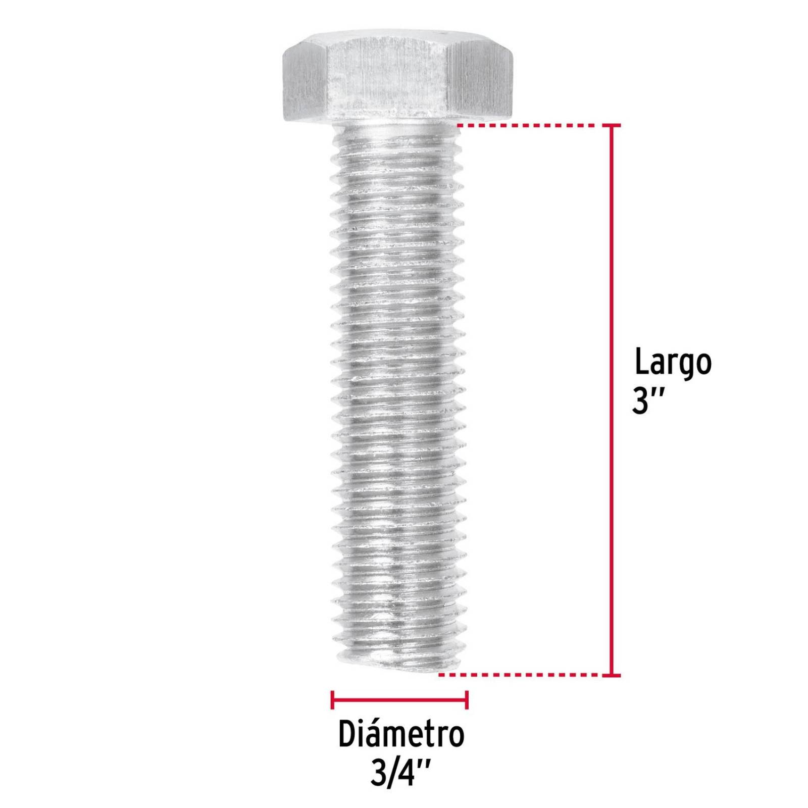 Tornillo tipo máquina, 3/4 x 3', bolsa con 4 pzas Fiero 