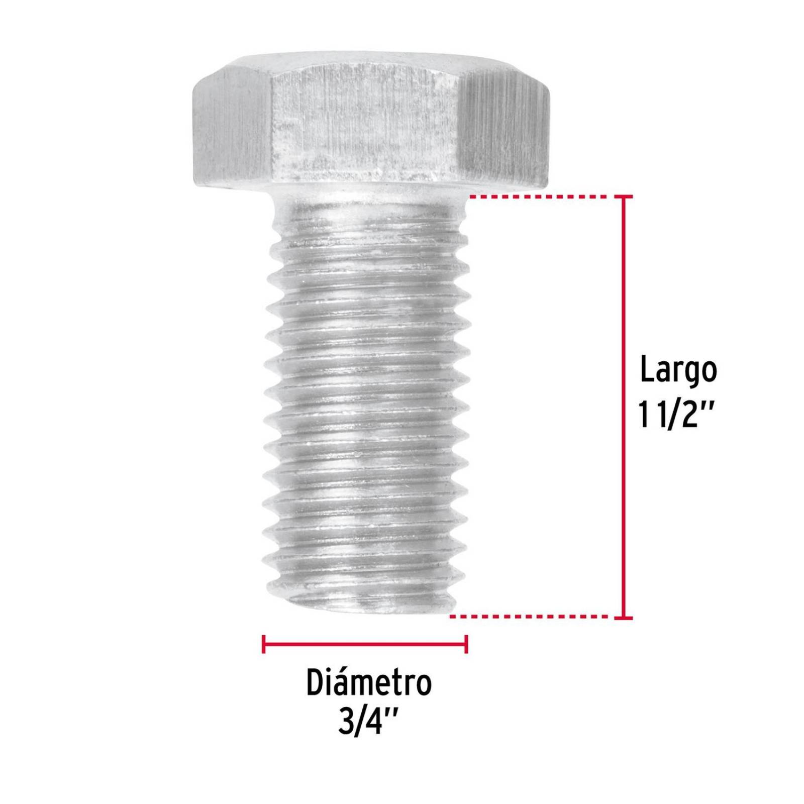 Tornillo tipo máquina, 3/4 x 1-1/2', bolsa con 6 pzas Fiero 