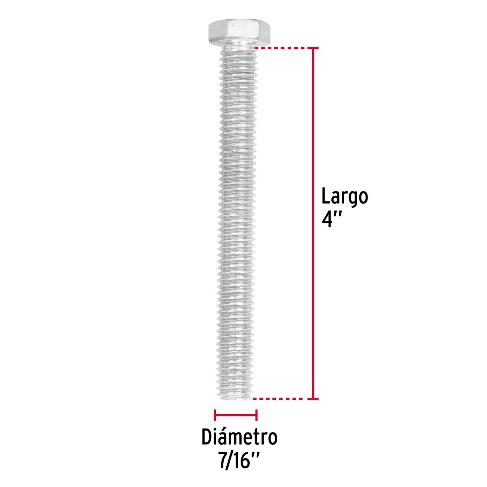 Tornillo tipo máquina, 7/16 x 4', bolsa con 20 pzas Fiero 