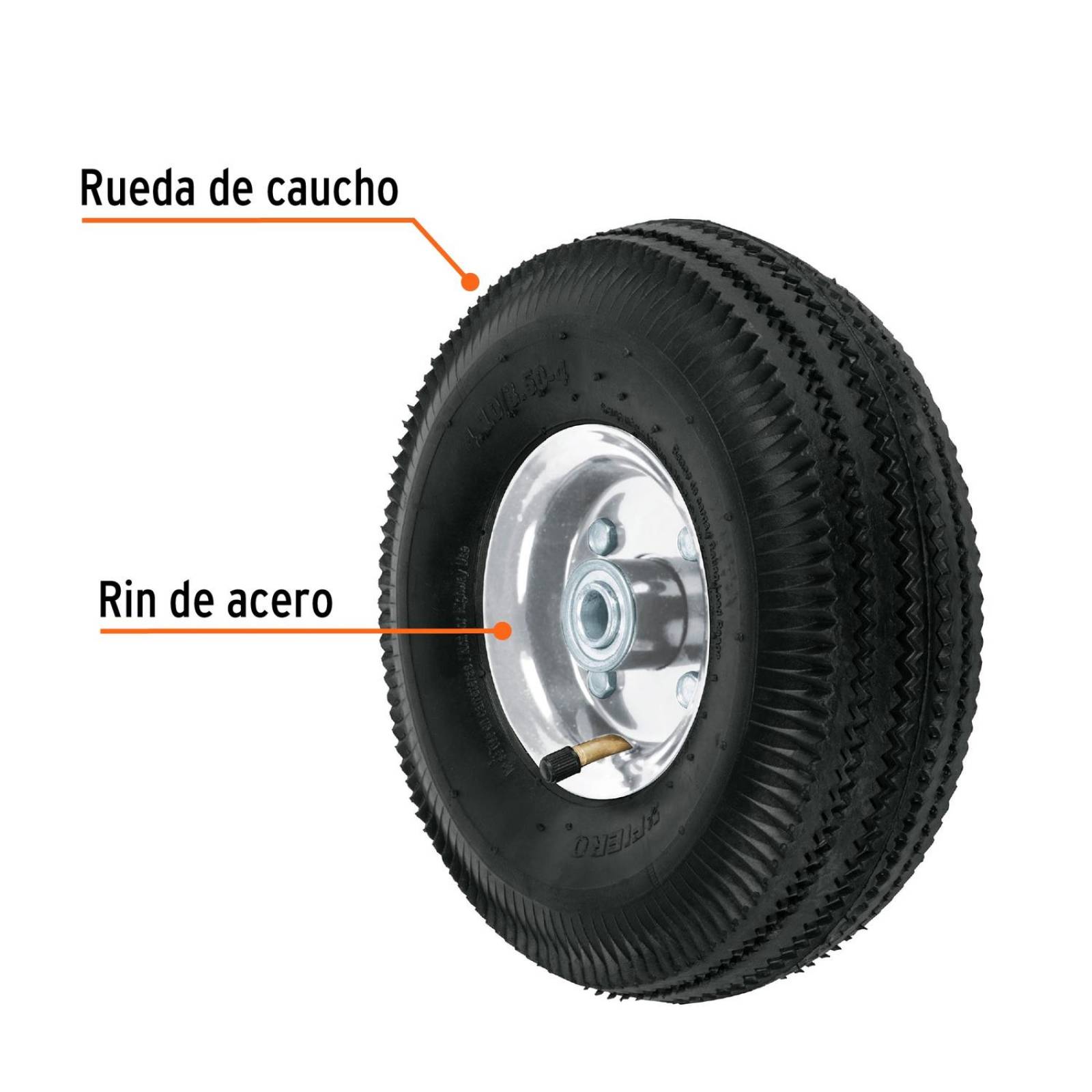 Rueda neumática 10" para eje central, Truper 